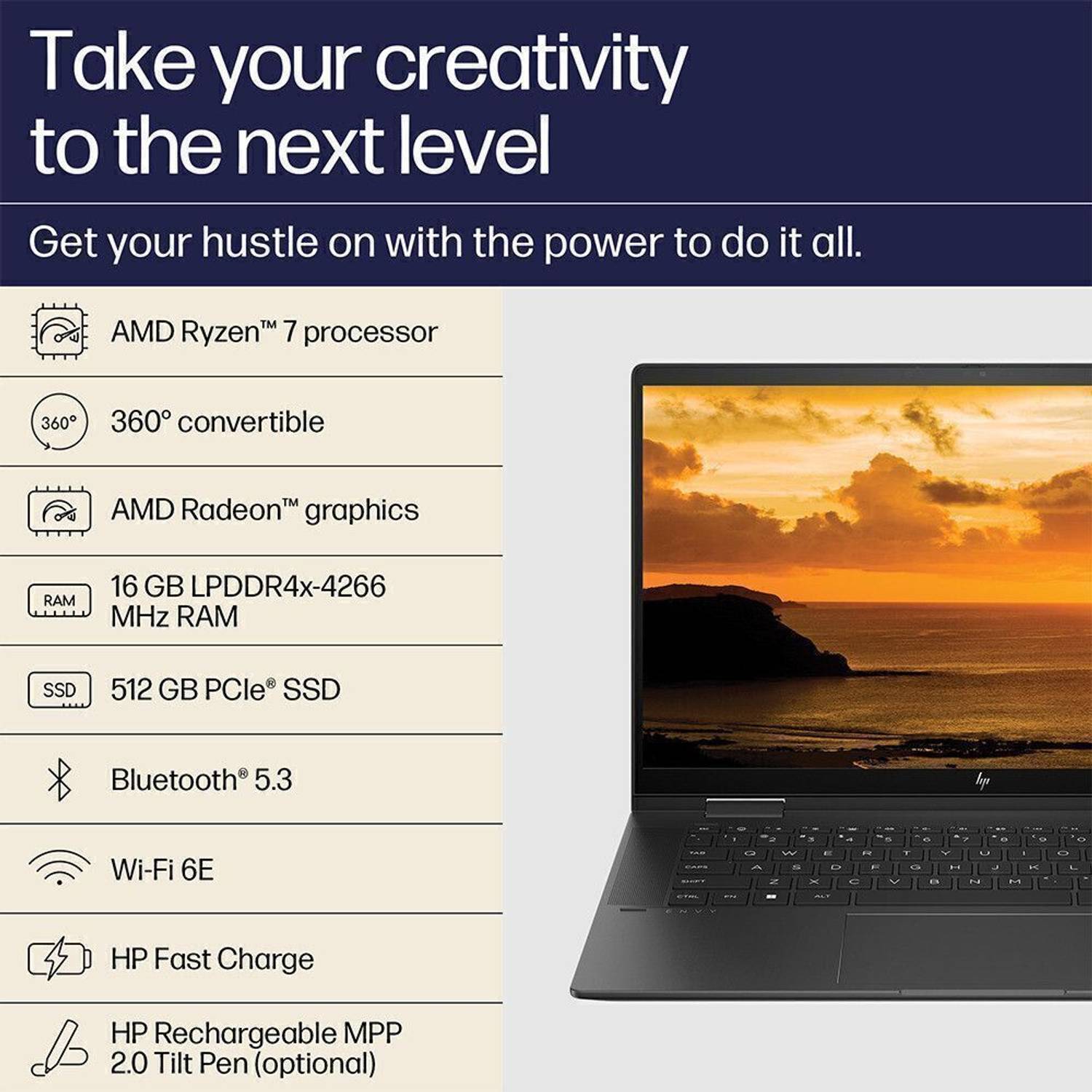 HP Envy x360 AMD Ryzen 7 Octa Core 7730U - (16 GB/512 GB SSD