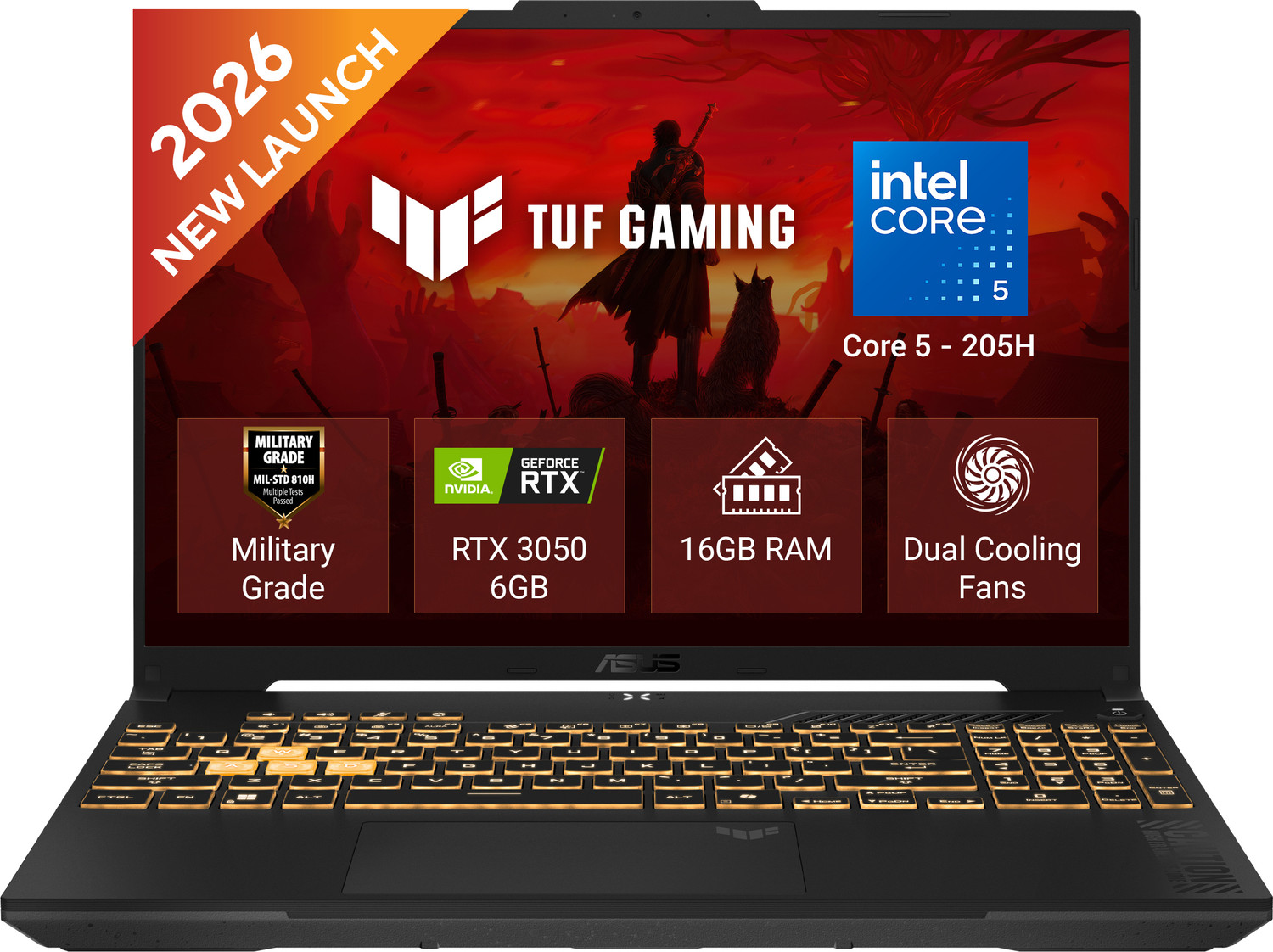 Image of ASUS TUF Gaming F16 (2026) Intel Core 5 205H - (16 GB /512 GB SSD /Windows 11 Home /6 GB Graphics /NVIDIA GeForce RTX 3050 /144 Hz) FX607VJR-TU325WS Gaming Laptop