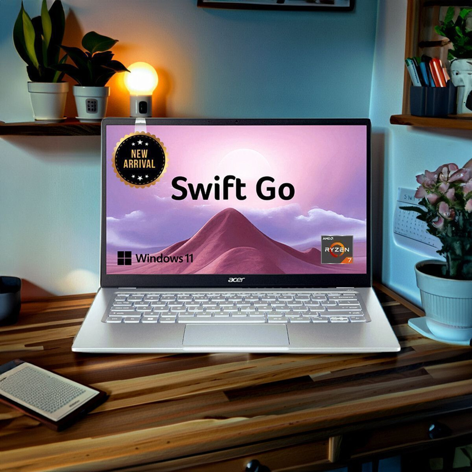 Image of Acer Swift Go 14Office 2024 + M365 Basic AMD Ryzen 7 Octa Core 7730U - (16 GB /512 GB SSD /Windows 11 Home) SFG14-41 Thin and Light Laptop