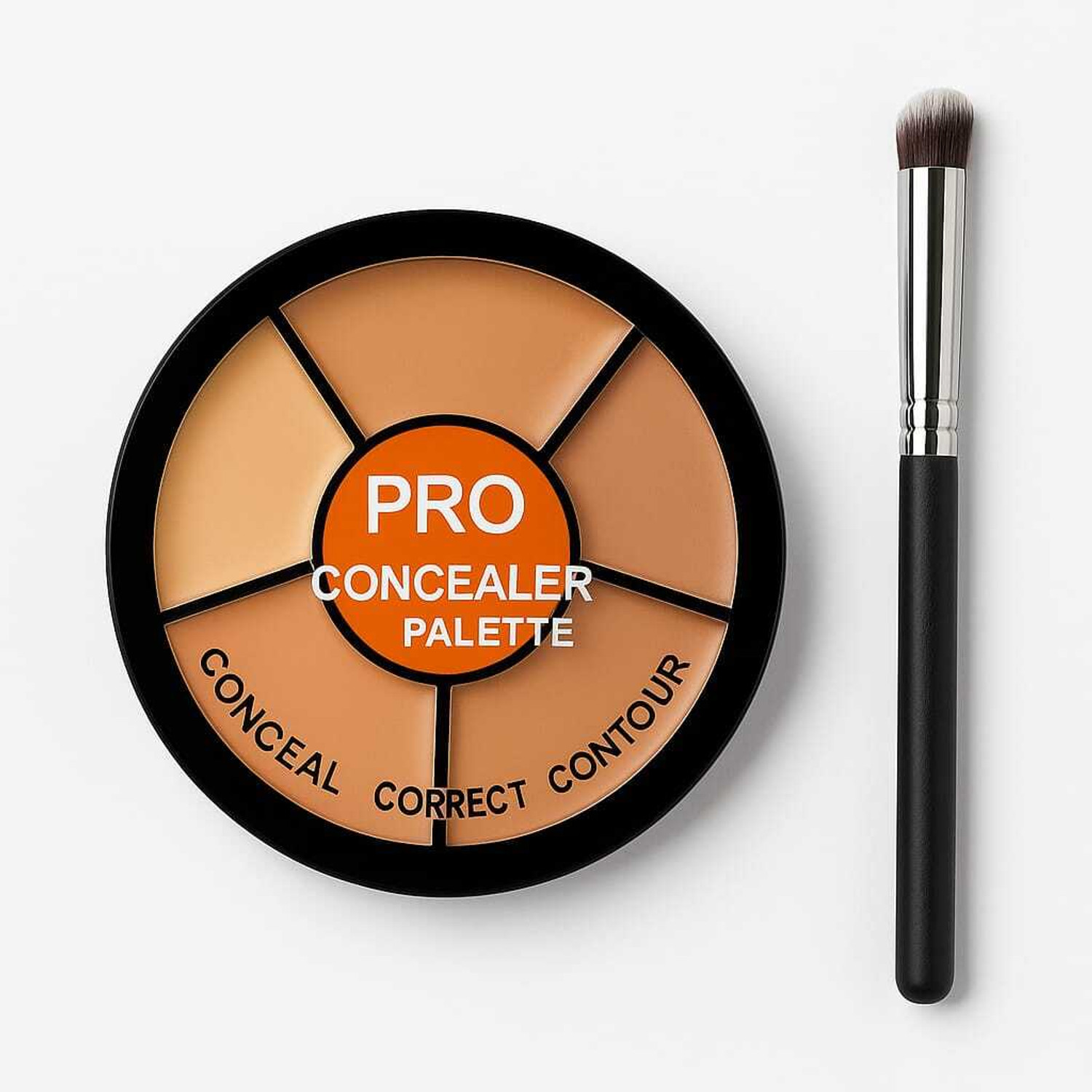 Image of NIGRIFIX 6 shades used to , conceal dark circles, and contour WITH APPLICATOR BRUSH Concealer