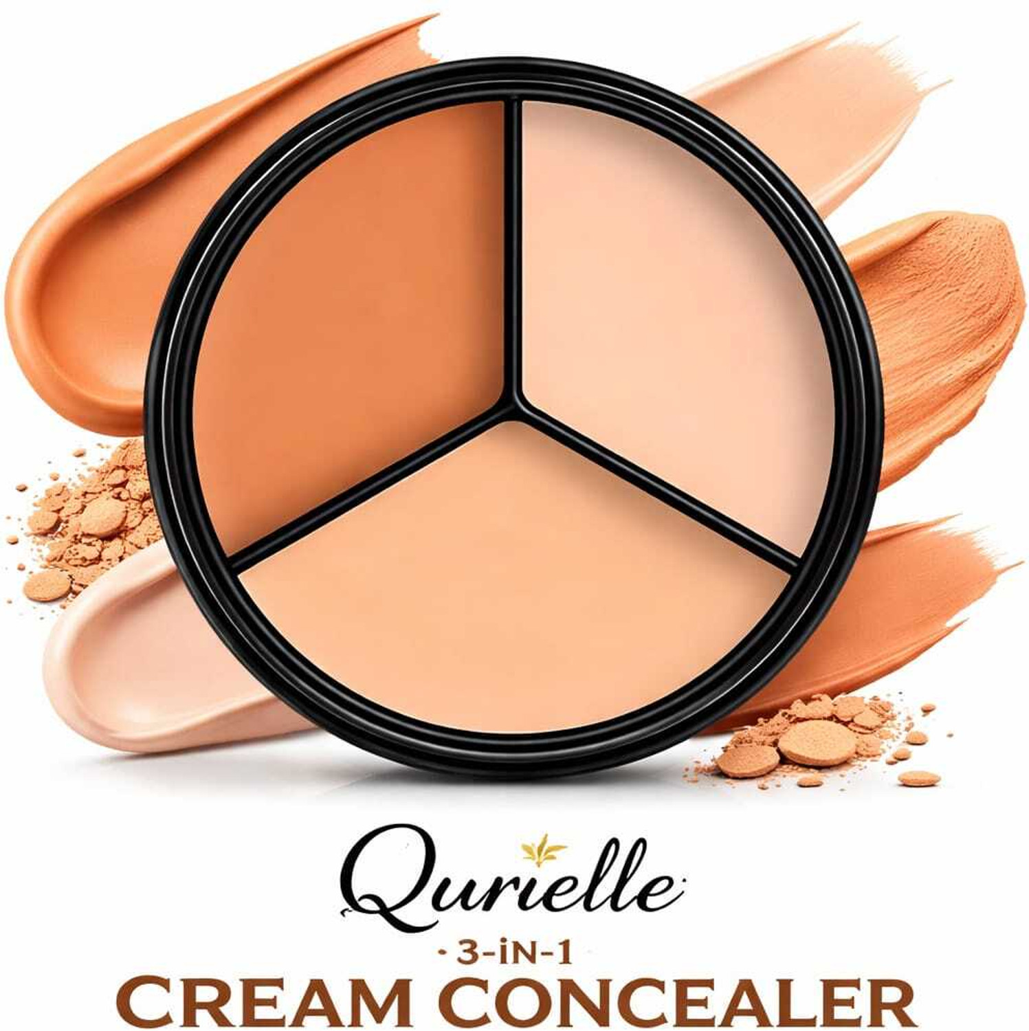 Image of Qurielle 3-in-1 Cream Concealer Palette | Full Coverage, Smooth Finish Concealer