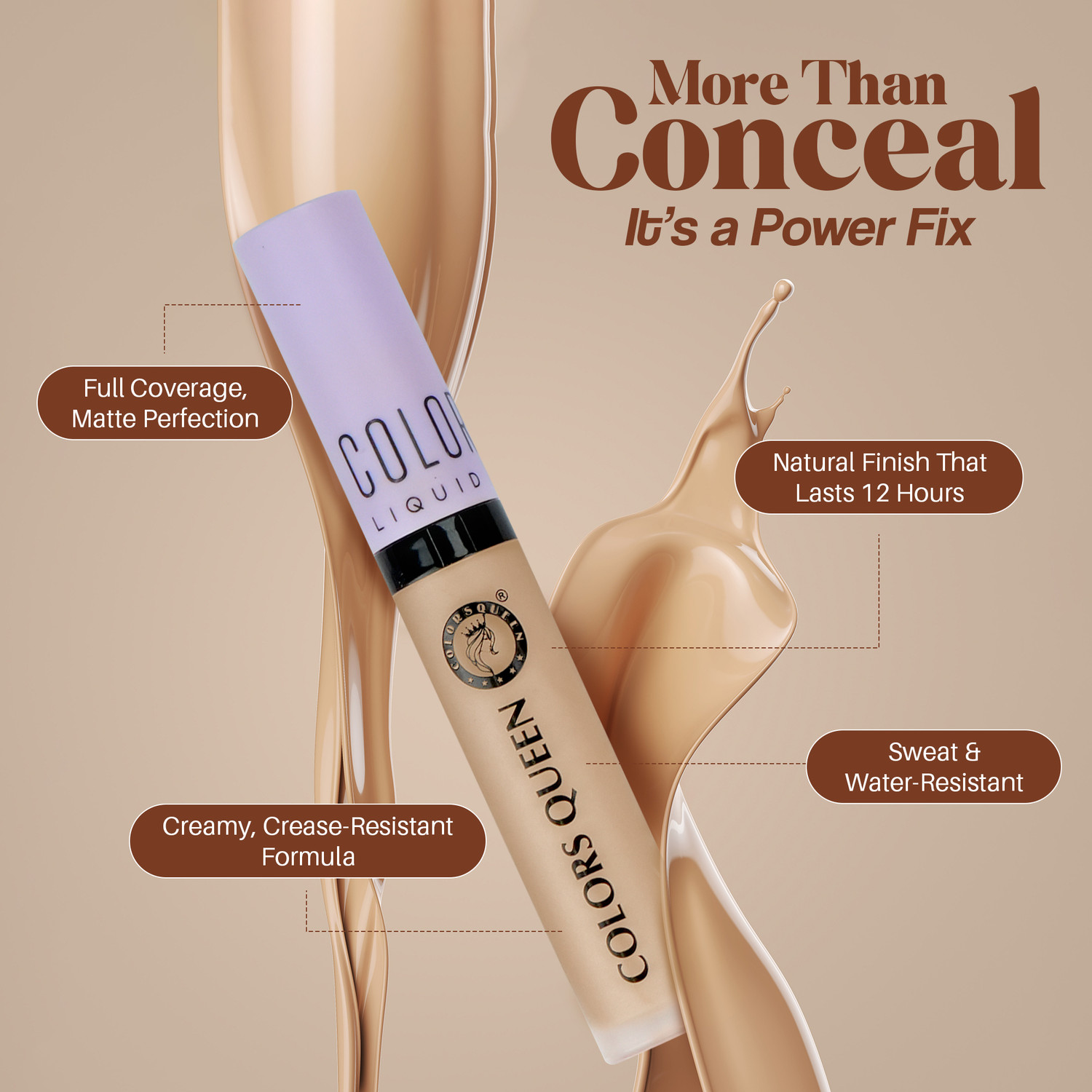 Image of COLORS QUEEN Conceal & Reveal Lightweight Long Lasting Liquid Concealer with Jojoba Seed Oil Concealer