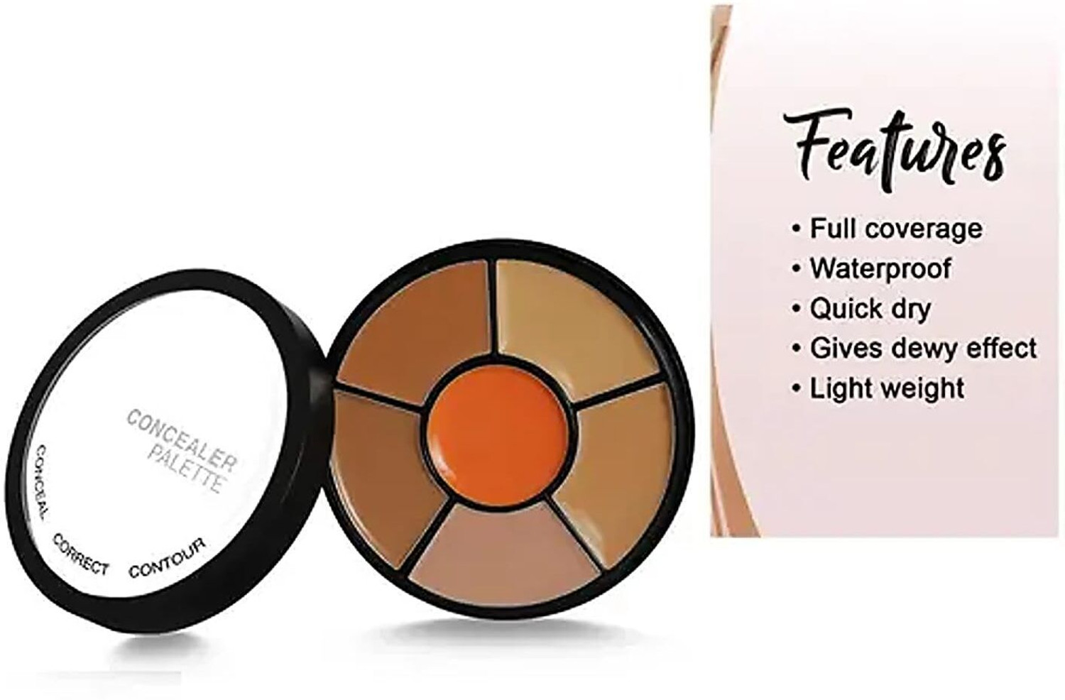 Image of NIGRIFIX Pro Concealer Palette 6 Shades, 2 Pices Finger Puff With 1 Pic Makeup Brush Concealer
