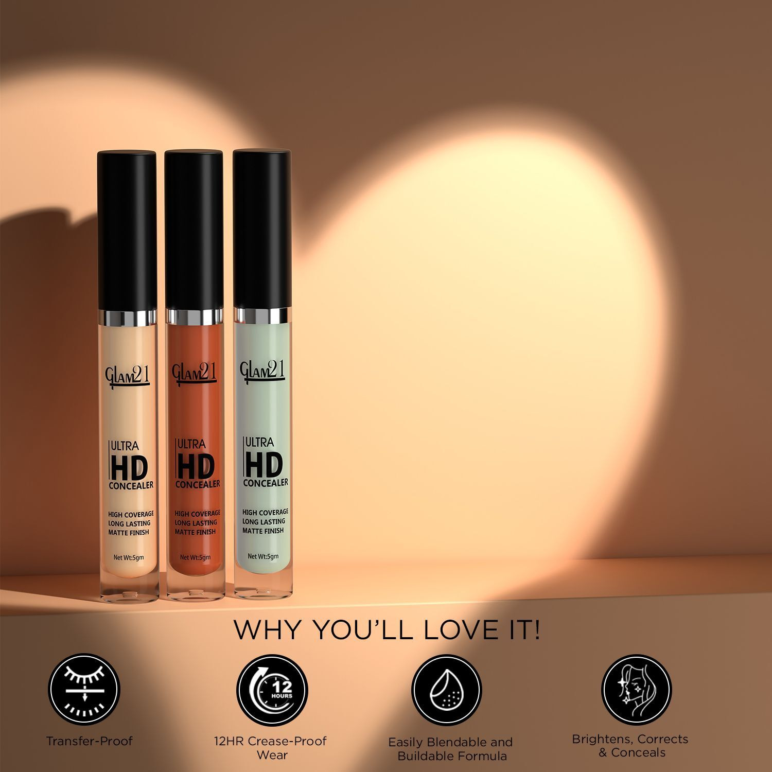 Image of Glam21 Ultra HD Liquid for HD Finish | Non-sticky & Long Lasting Matte Finish Concealer