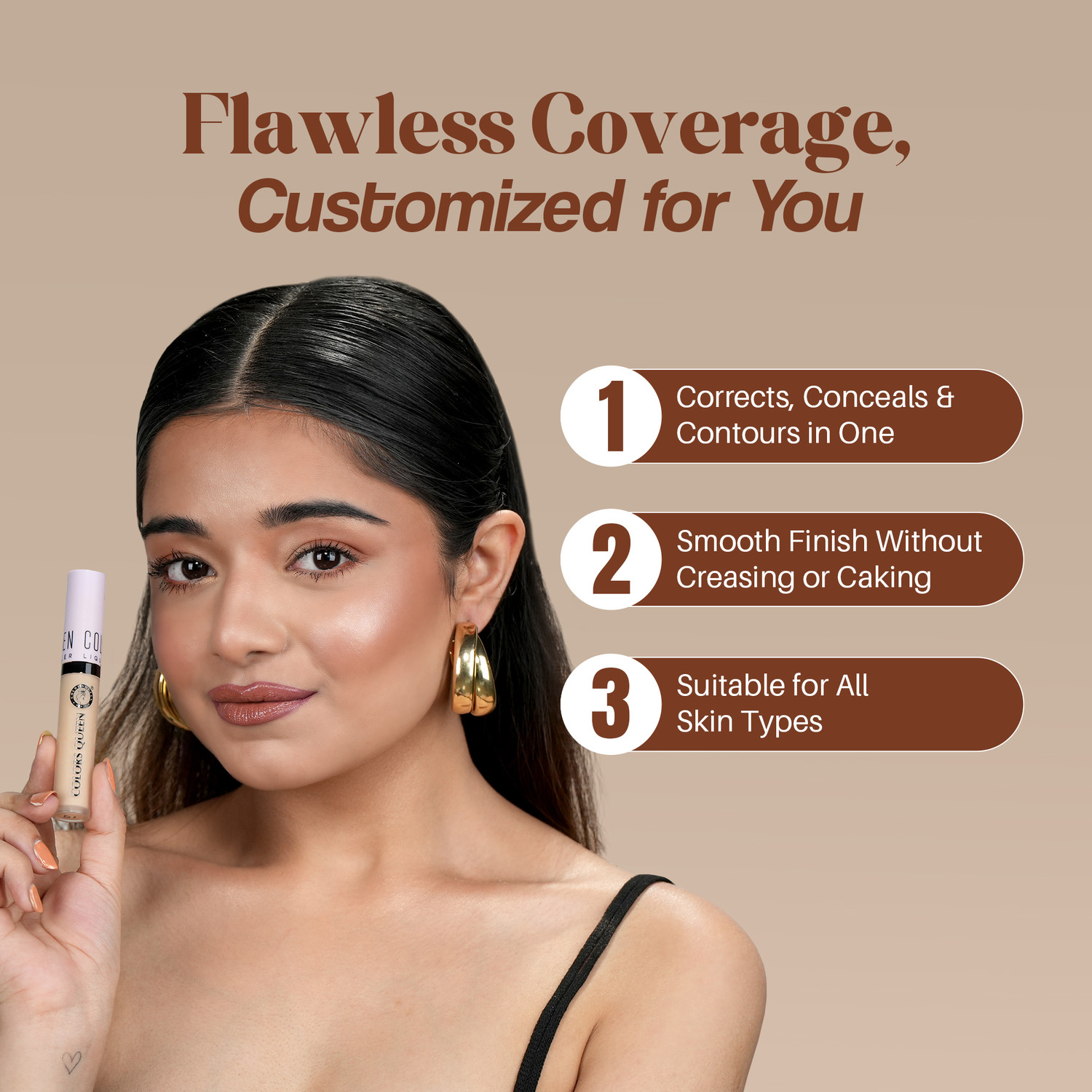 Image of COLORS QUEEN Conceal & Reveal Lightweight Long Lasting Liquid Concealer with Jojoba Seed Oil Concealer