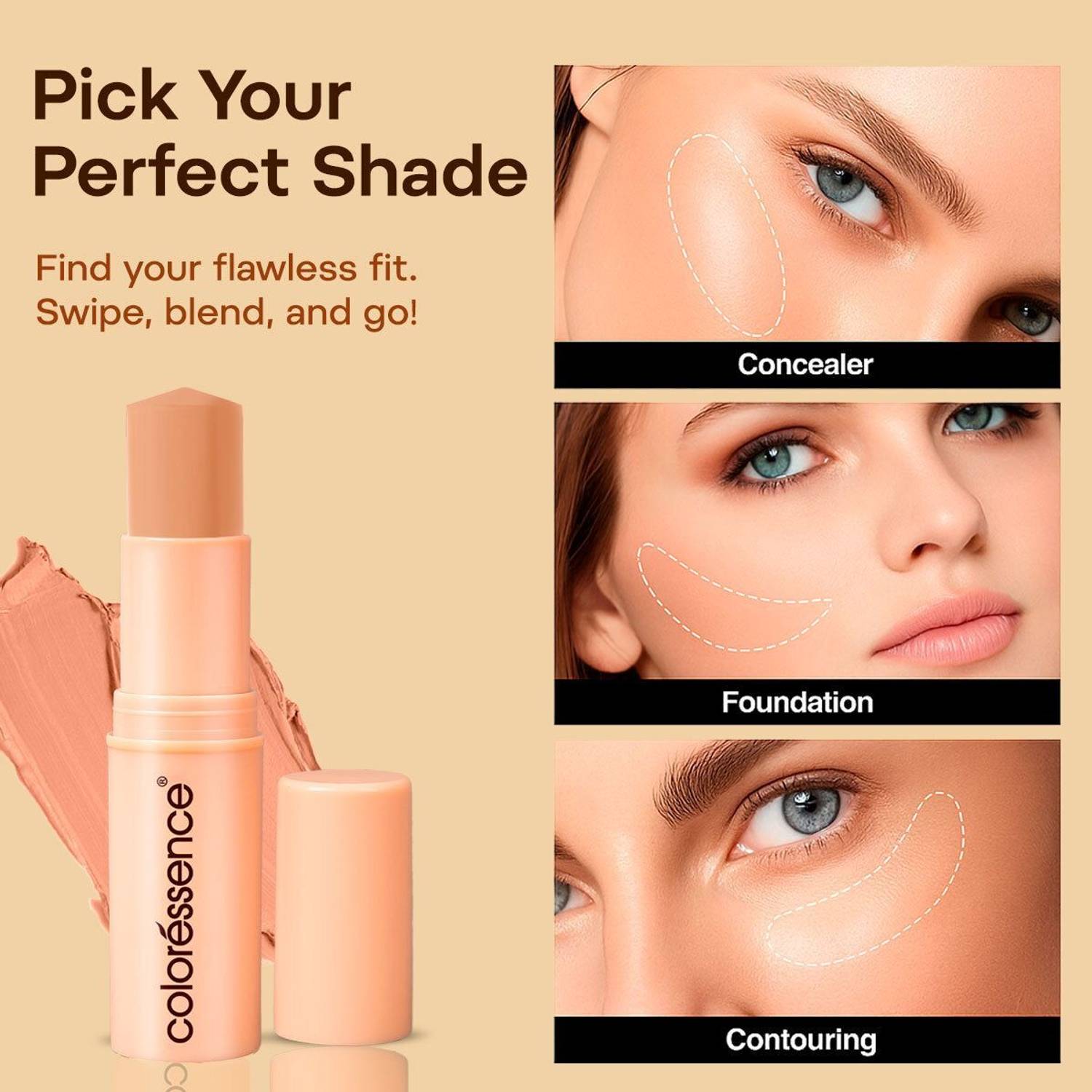 COLORESSENCE Makeup Foundation Stick | Blendable Soft Texture