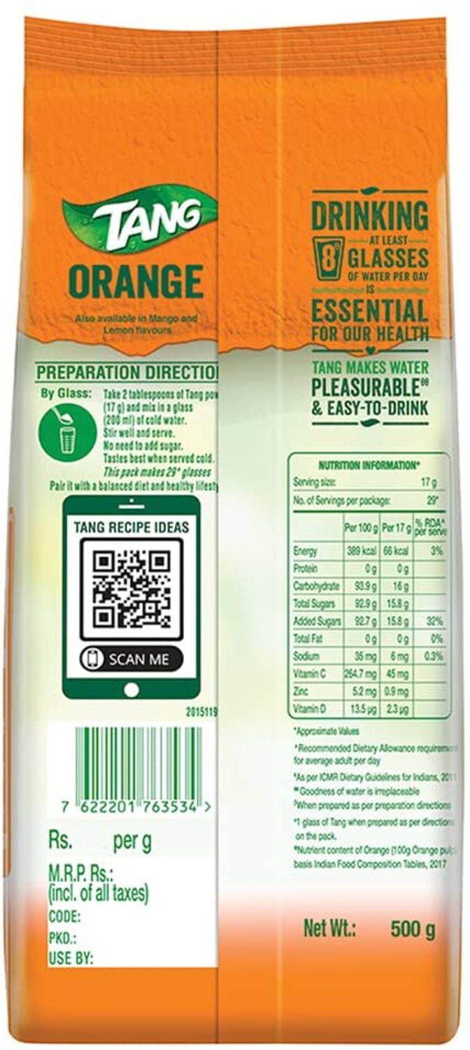 Image of TANG Orange Instant Drink Mix, 500g