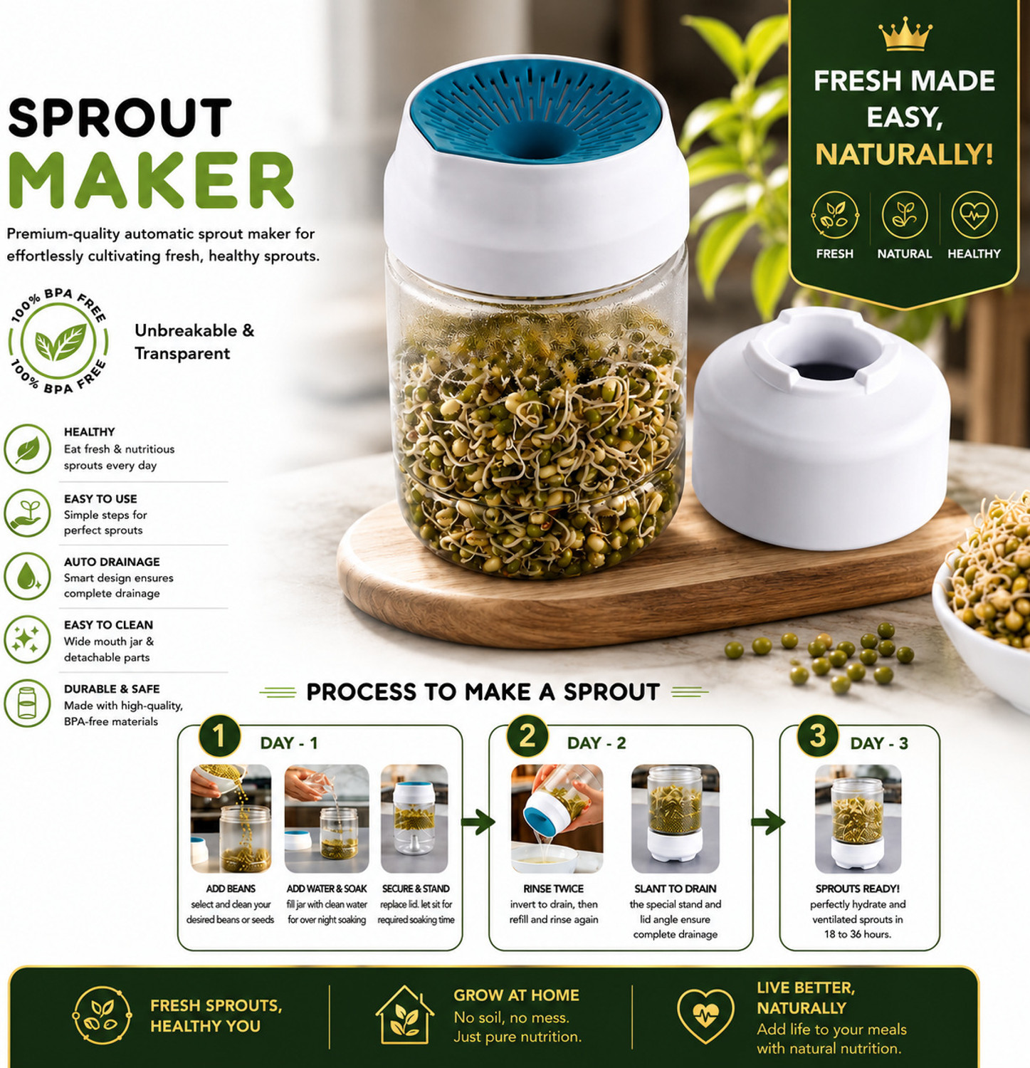 Image of Ipsit Plastic Sprout Maker - 1000 ml