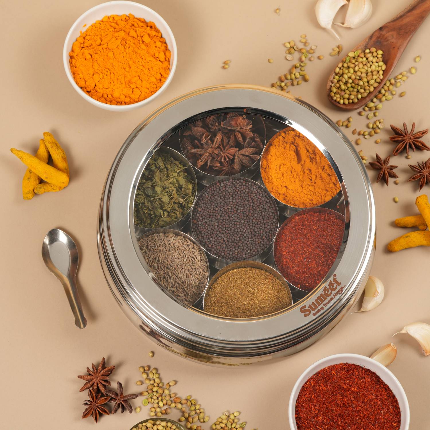 Sumeet Spice Set Stainless Steel — Kadai & Handi