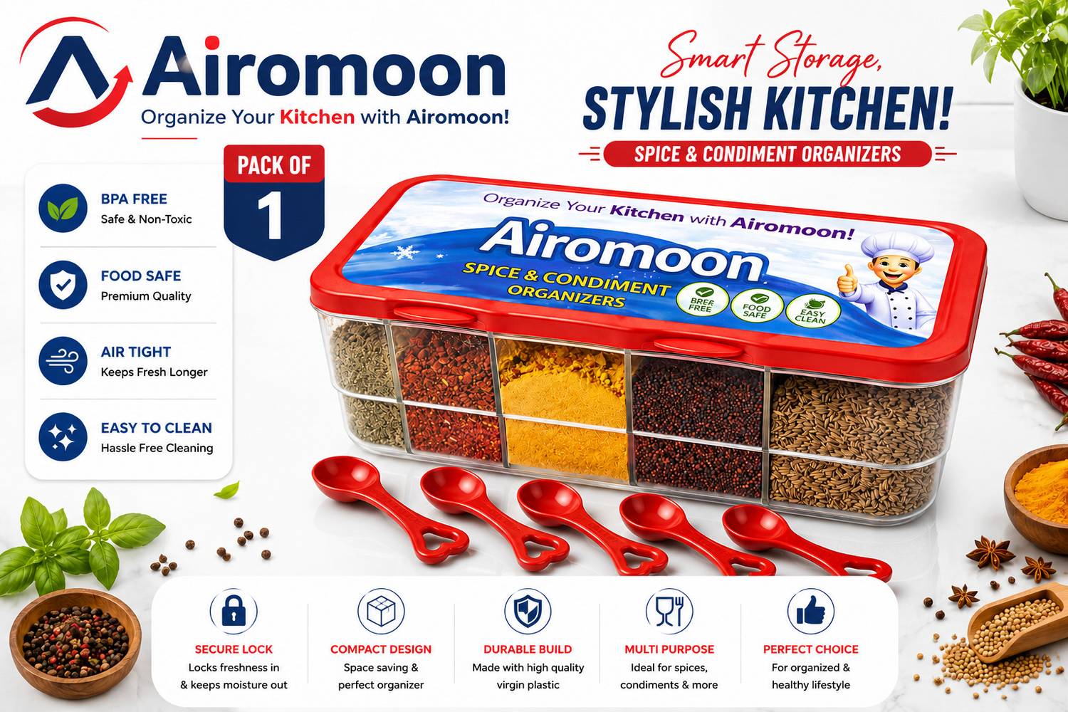 AIROMOON Spice Set Plastic