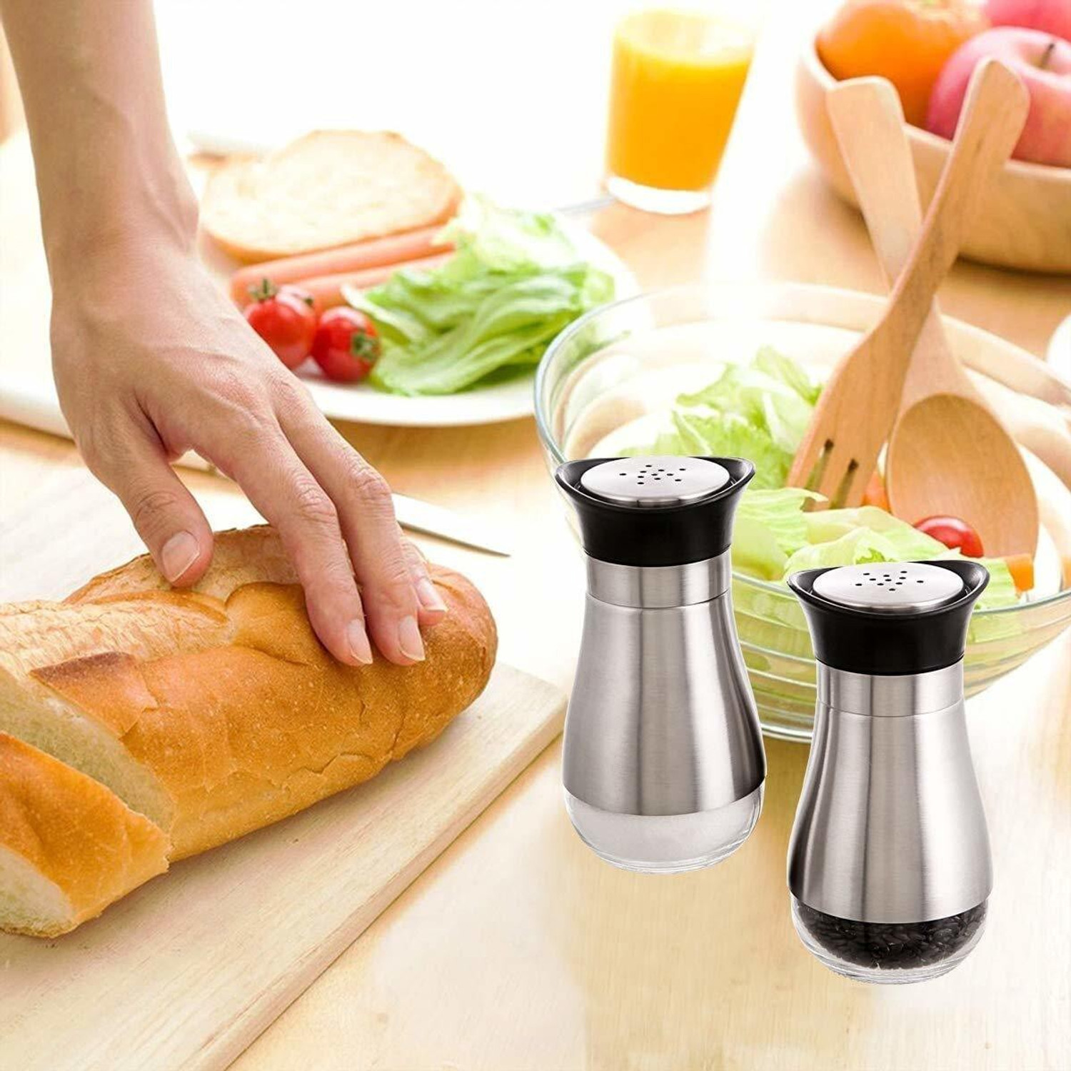 Image of Boriva Salt & Pepper Set Glass, Stainless Steel