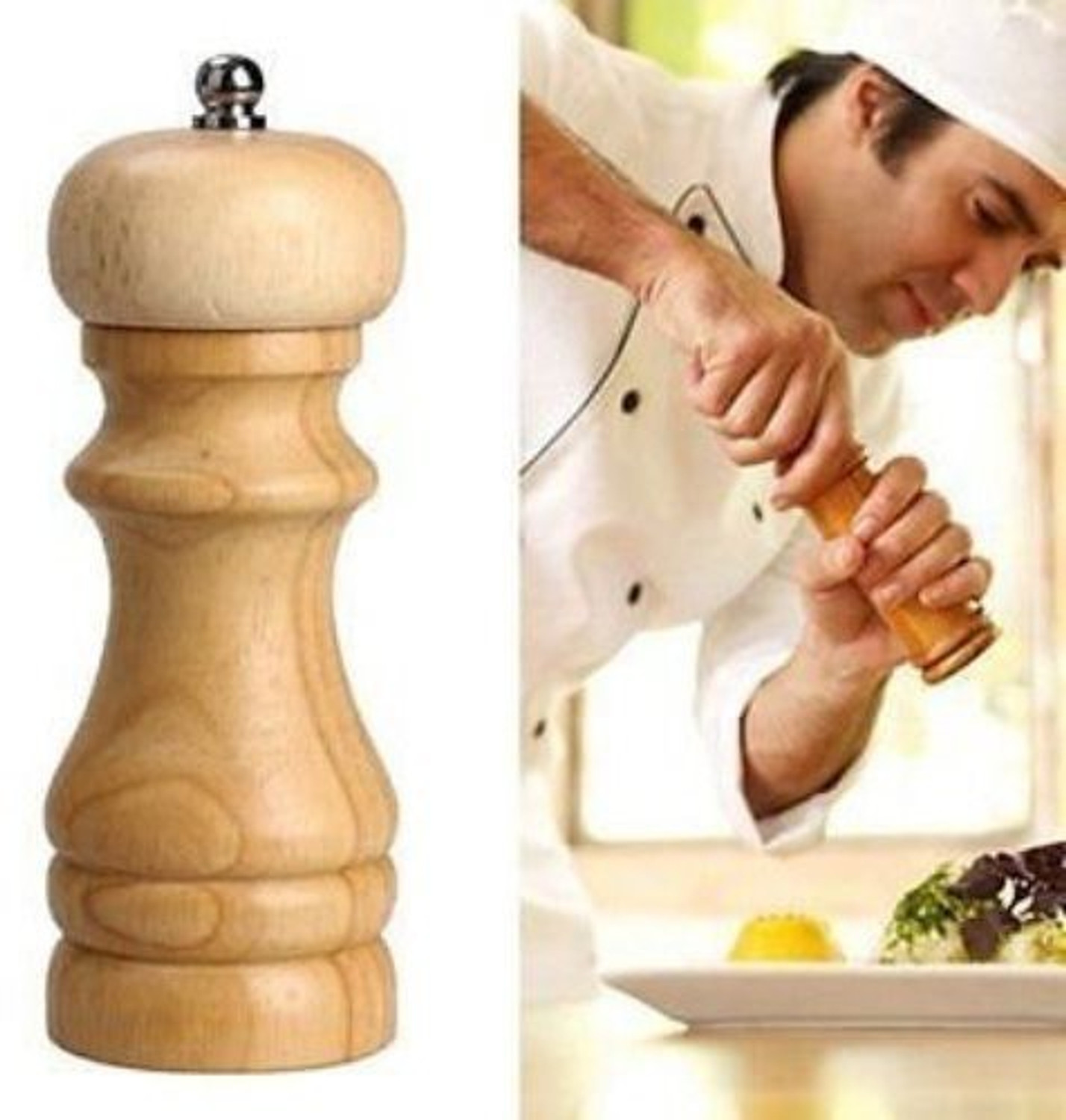 Image of MANTAVYA Burr Mill Wood Traditional Pepper Mill