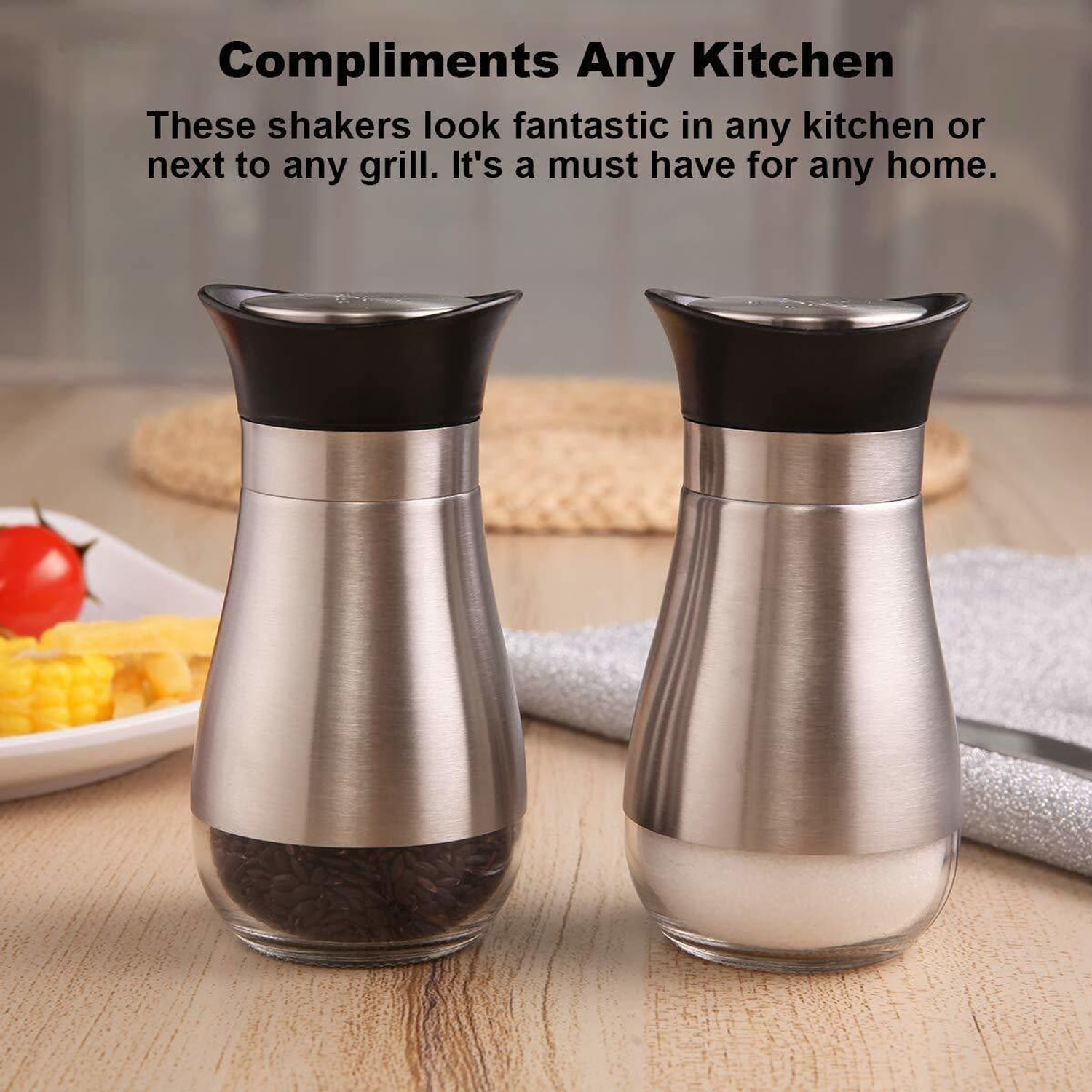 Image of Boriva Salt & Pepper Set Glass, Stainless Steel
