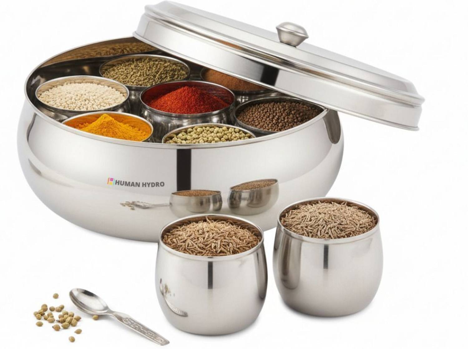 Human Hydro Spice Set Stainless Steel — Spice Boxes & Masala Dabbas