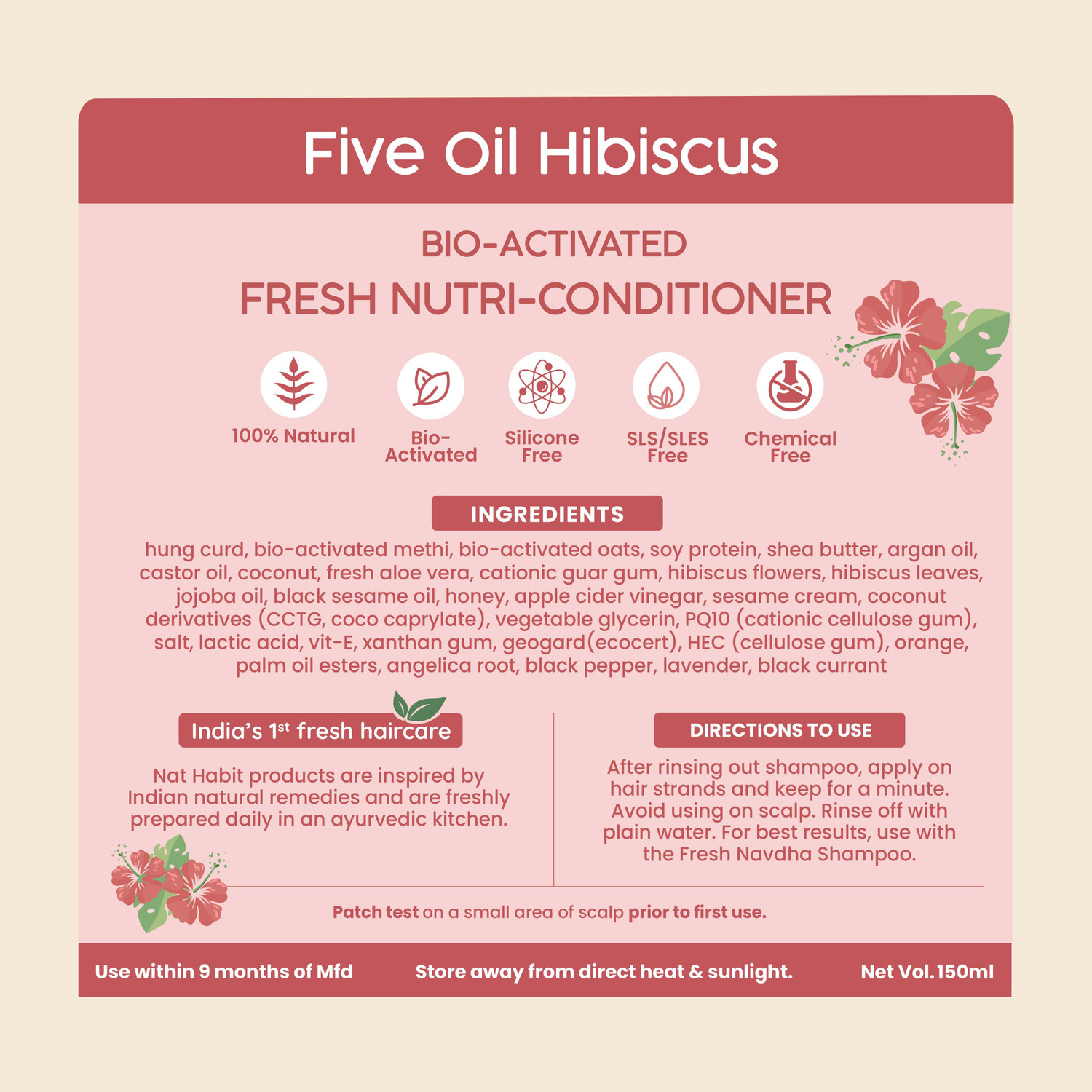 Image of Nat Habit Damage Repair Conditioner For Women & Men With Hibiscus & Five Oils, Hair Growth