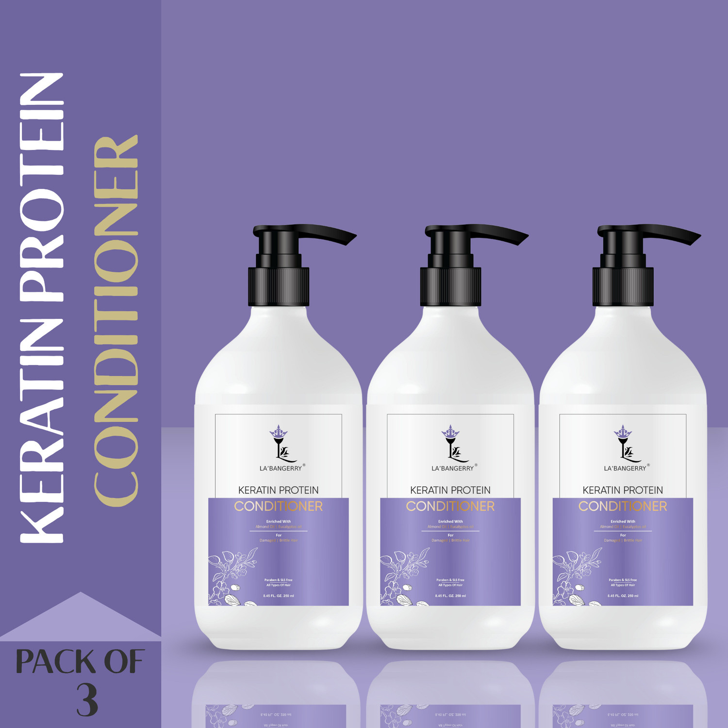 Image of La'bangerry Keratin Protein Conditioner with Almond & Eucalyptus Oil for Smooth Shiny Hair
