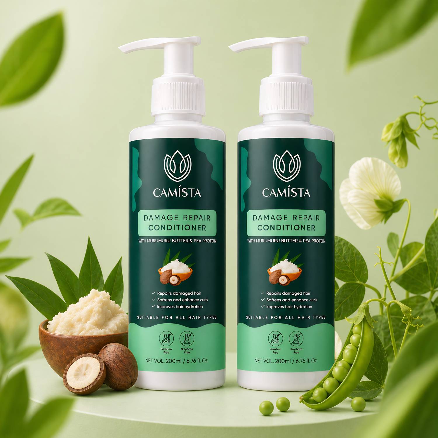 CAMISTA Damage Repair Conditioner with Murumuru Butter & Pea Protein for Frizzy Hair