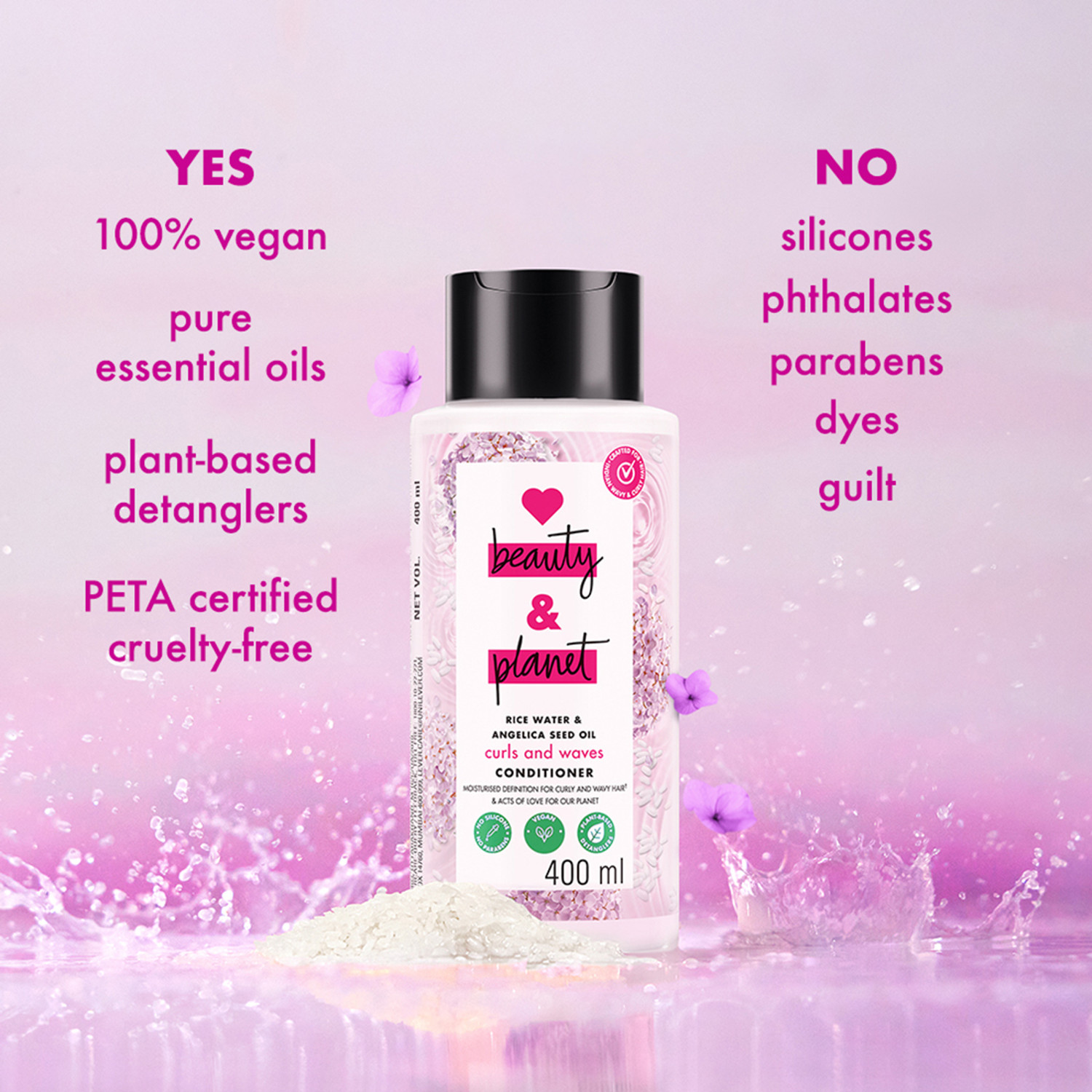 Image of Love Beauty And Planet Rice Water & Angelica Seed Oil Silicone Free Conditioner for curly & wavy hair