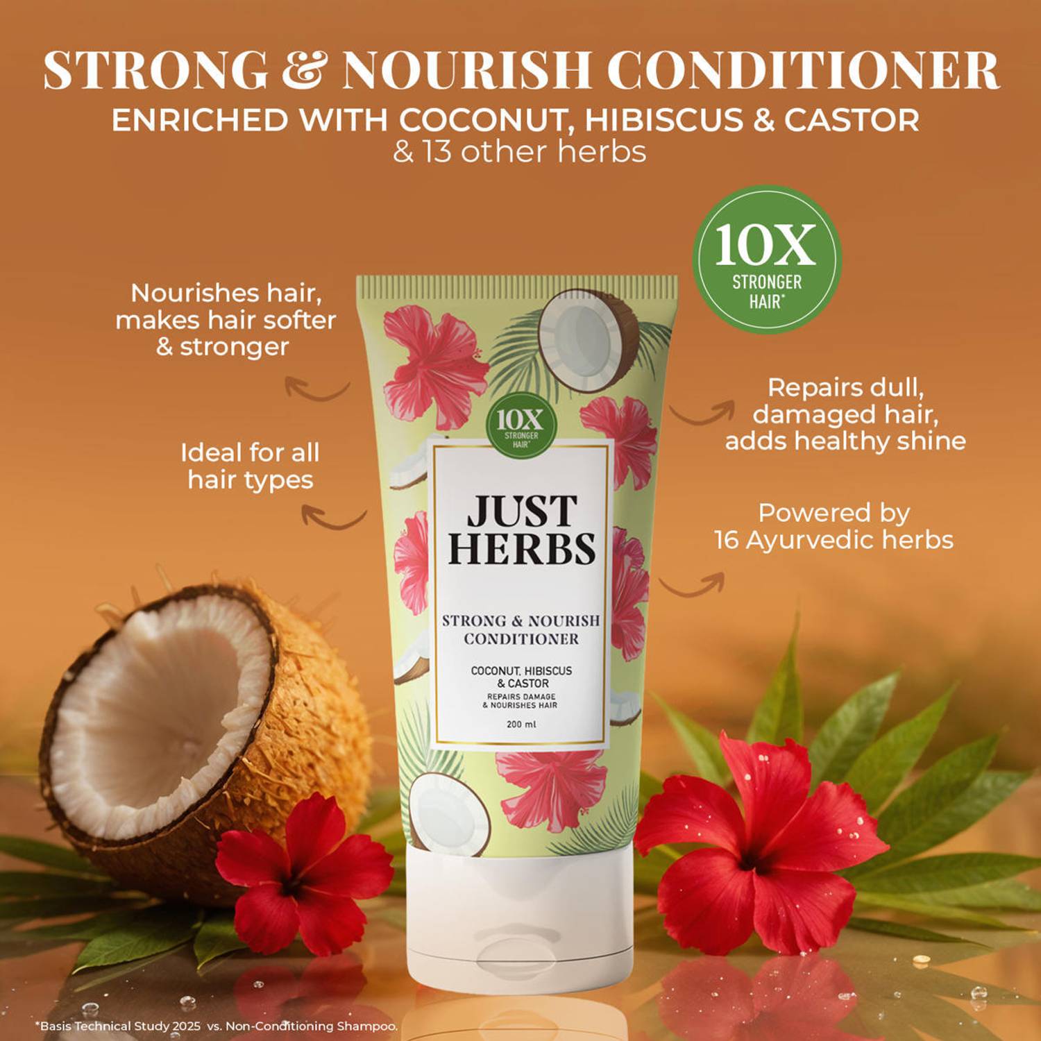 Just Herbs Strong & Nourish Conditioner, 200 ml - Image 2