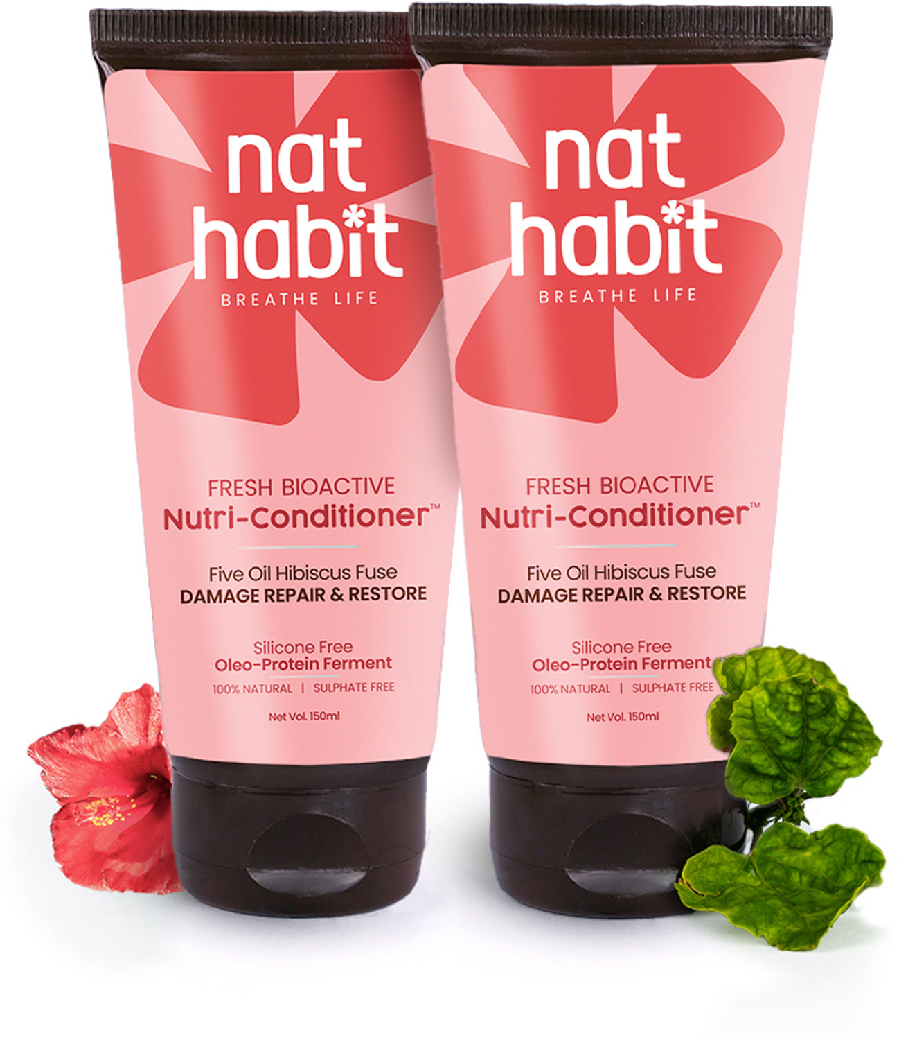 Image of Nat Habit Damage Repair Conditioner For Women & Men With Hibiscus & Five Oils, Hair Growth