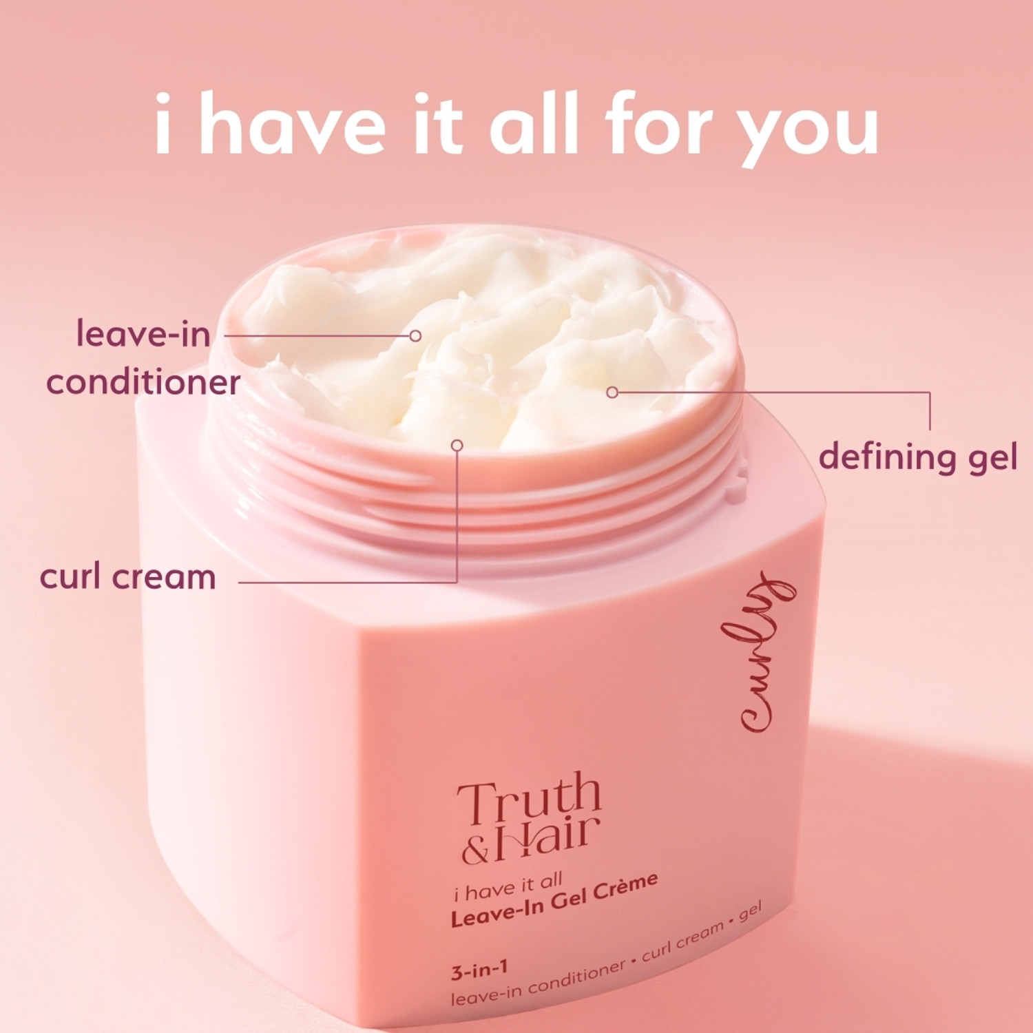 Image of Truth & Hair Curly 3-in-1 Styler | Leave-In Conditioner + Curl Cream + Defining Gel