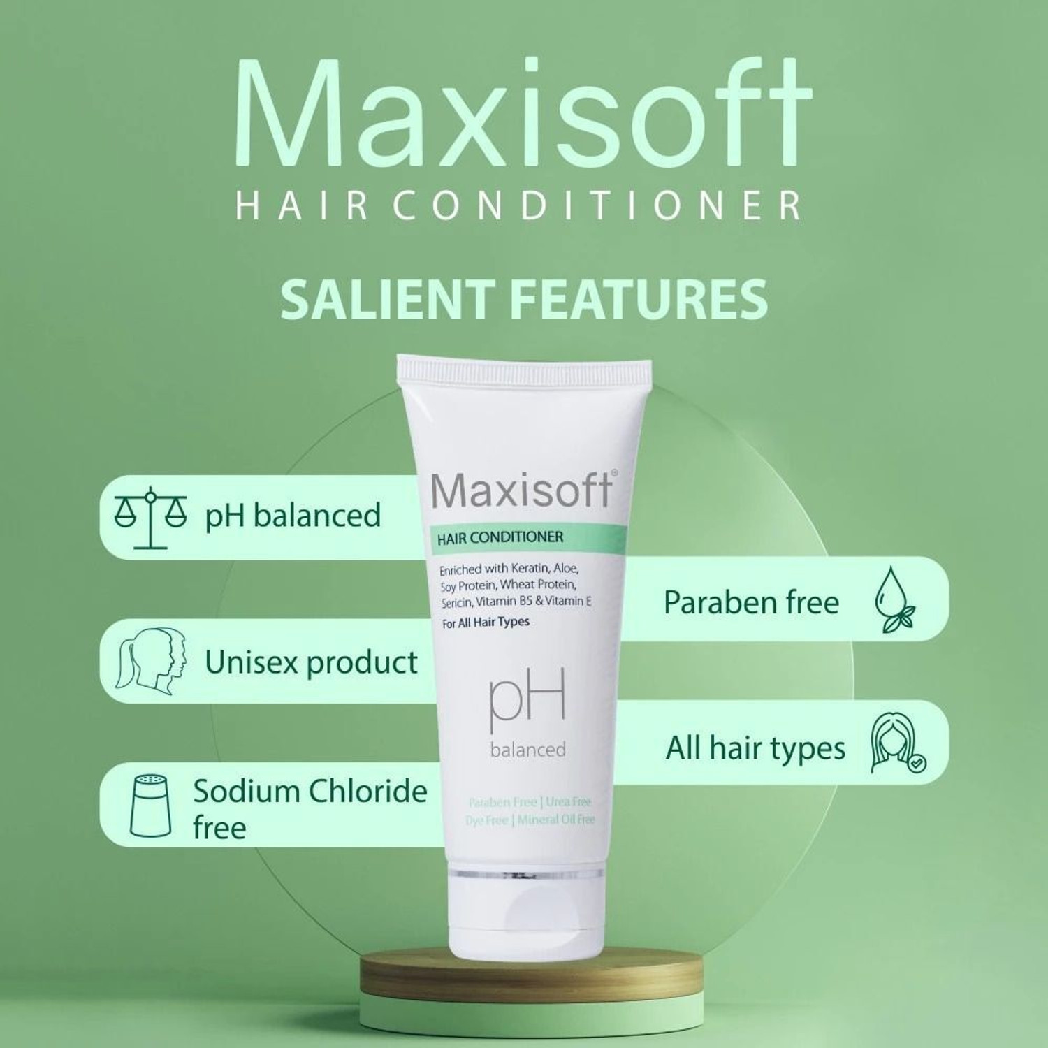 Image of Maxisoft Hair Conditioner 100 ml | With Keratin & Aloe Vera | Paraben Free