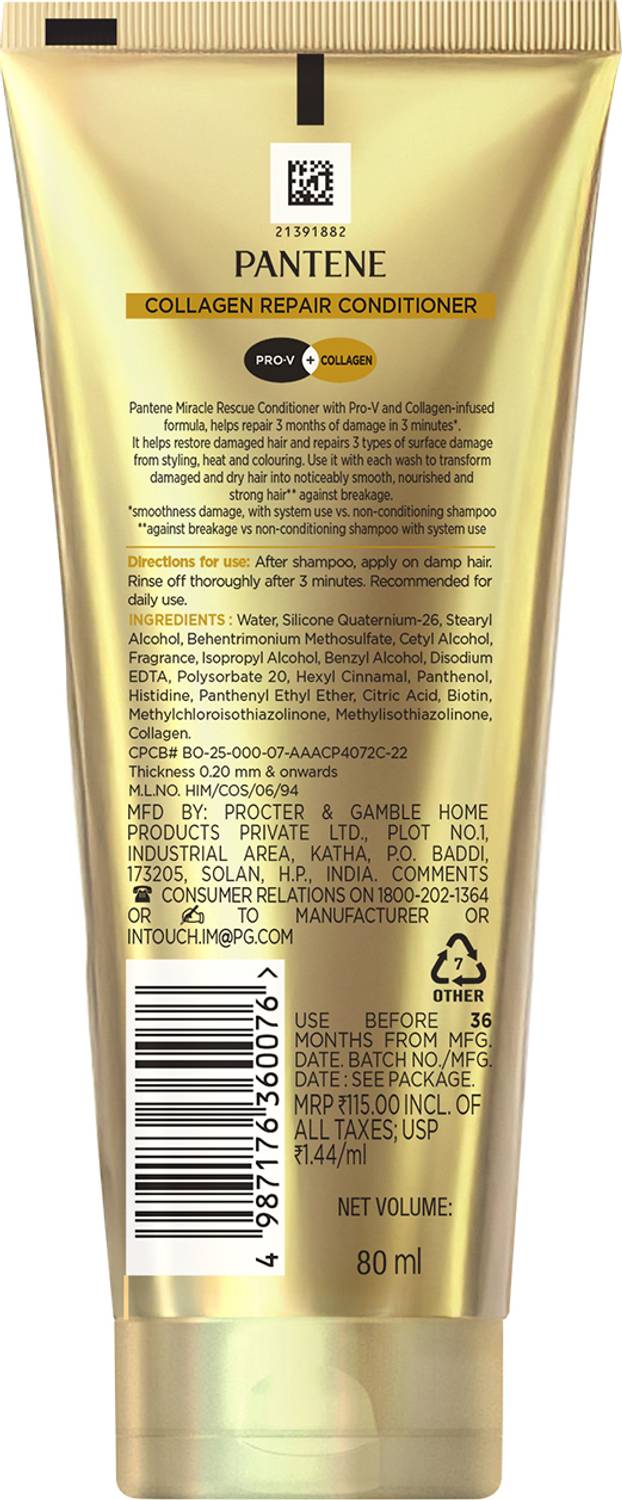 PANTENE Miracle Rescue Collagen Repair Conditioner 80ml - Image 2