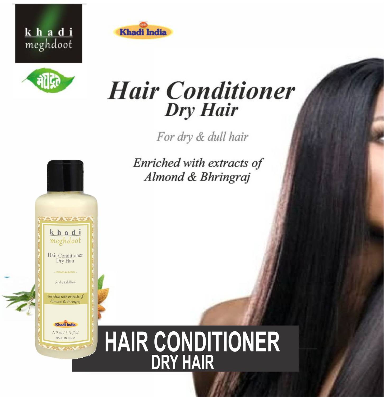 Khadi Meghdoot Dry Hair Conditioner with Almond and Bhringraj - Image 4
