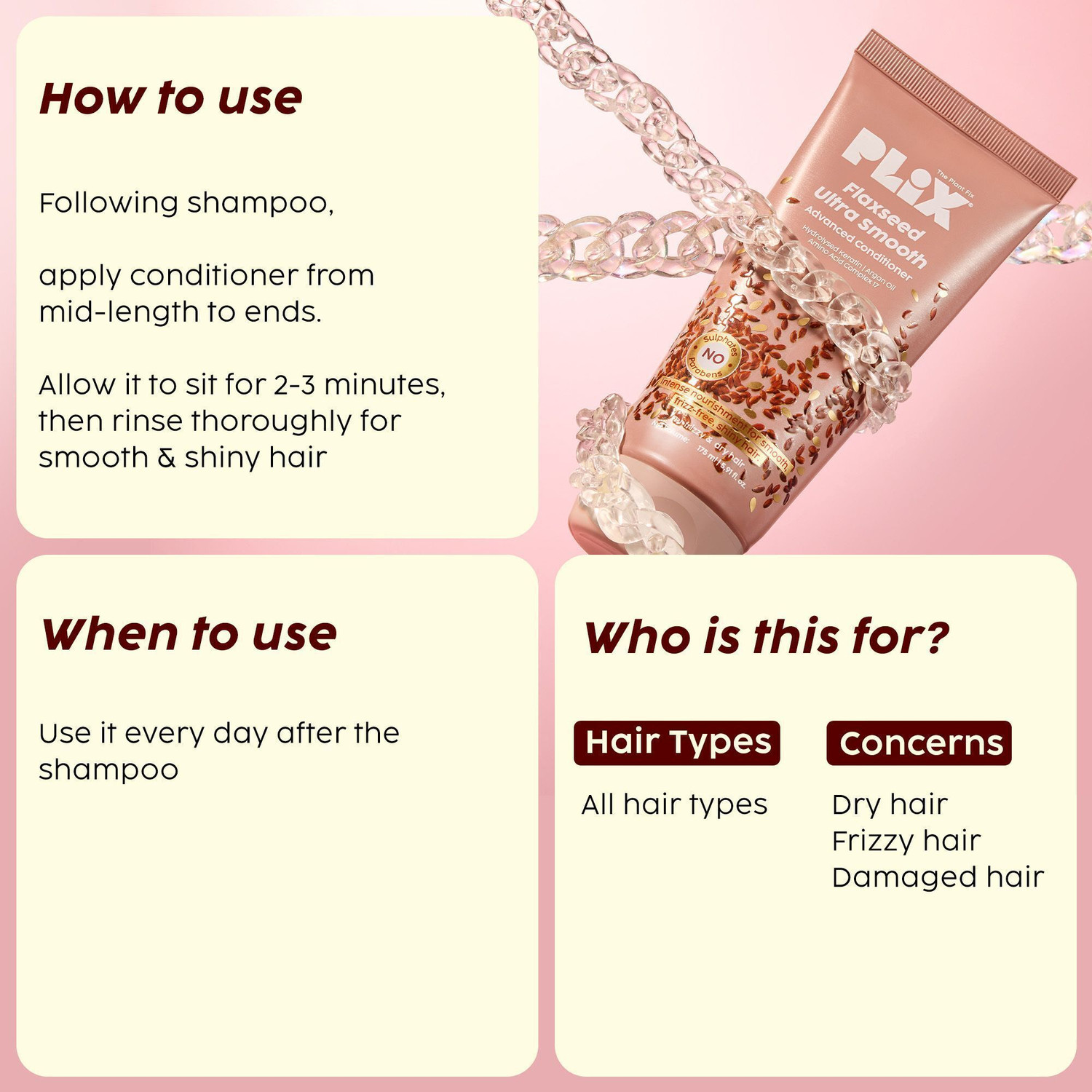 Image of The Plant Fix Plix Flaxseed Ultrasmooth Advanced Conditioner | For Smooth Hair | Controls Frizz