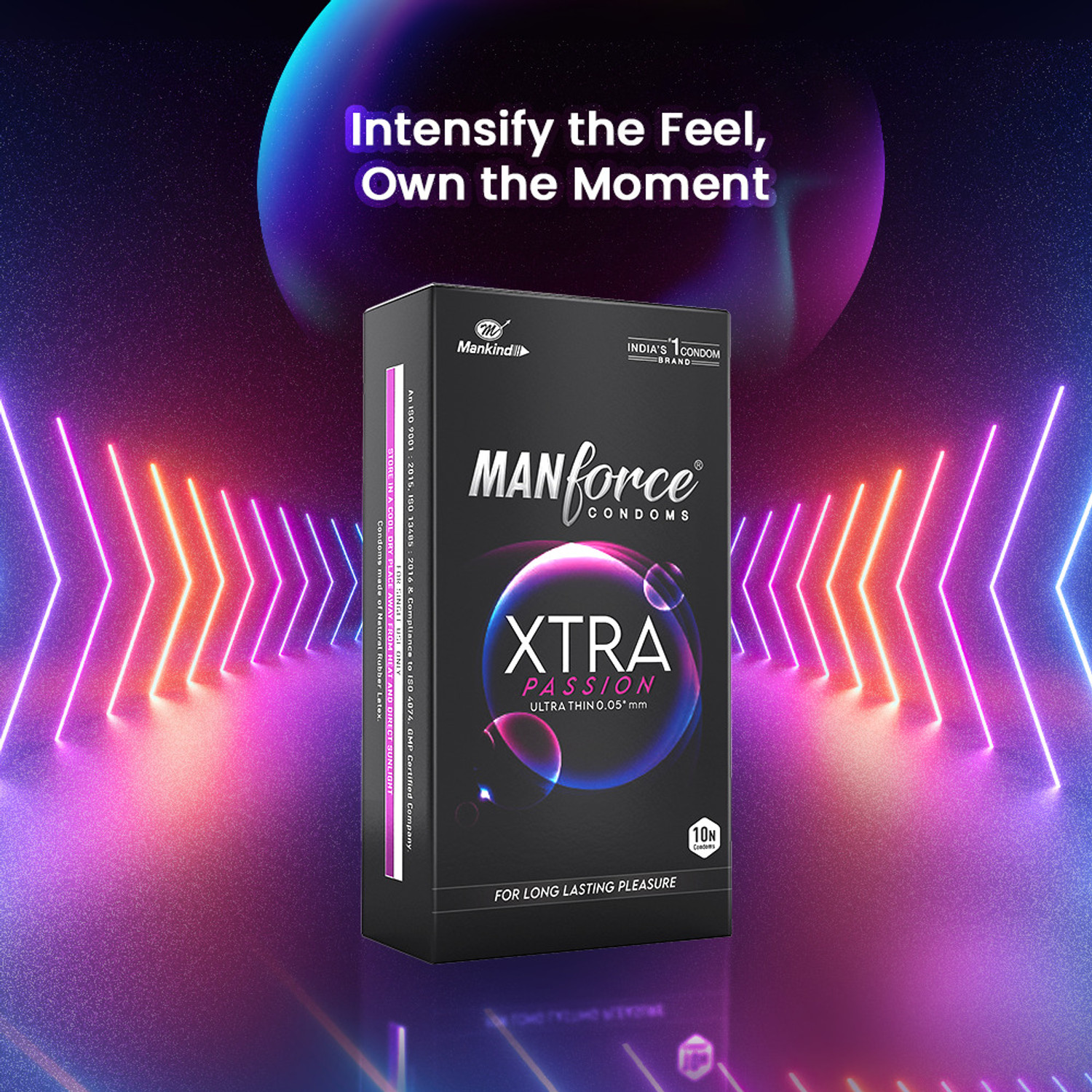 Image of MANFORCE Xtra Passion Ultra Thin Climax Delay Condoms, Unflavoured, 10 Pcs x Pack of 2 Condom
