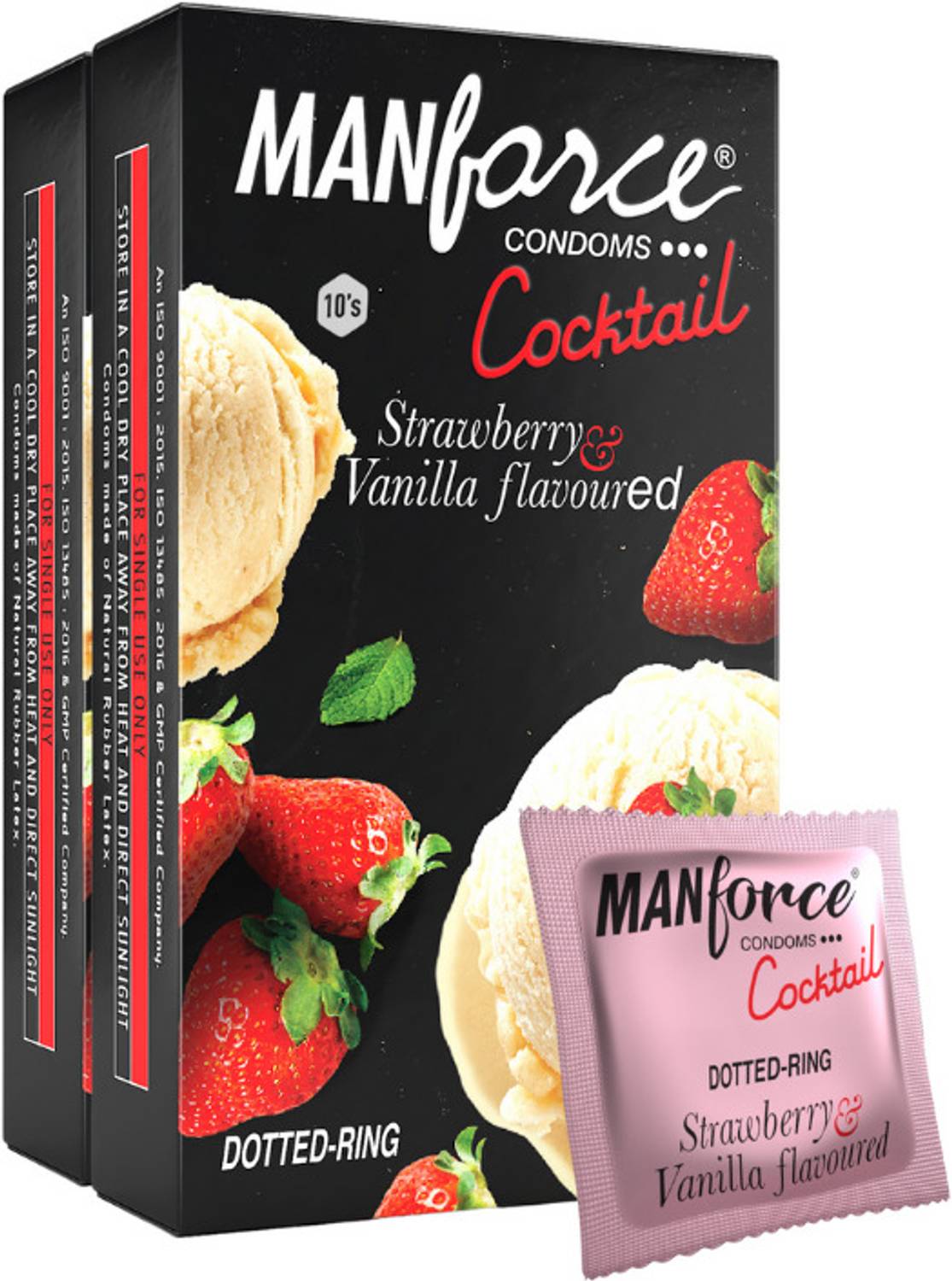 MANFORCE Cocktail Condoms with Dotted Rings, 20 Pack - Image 1