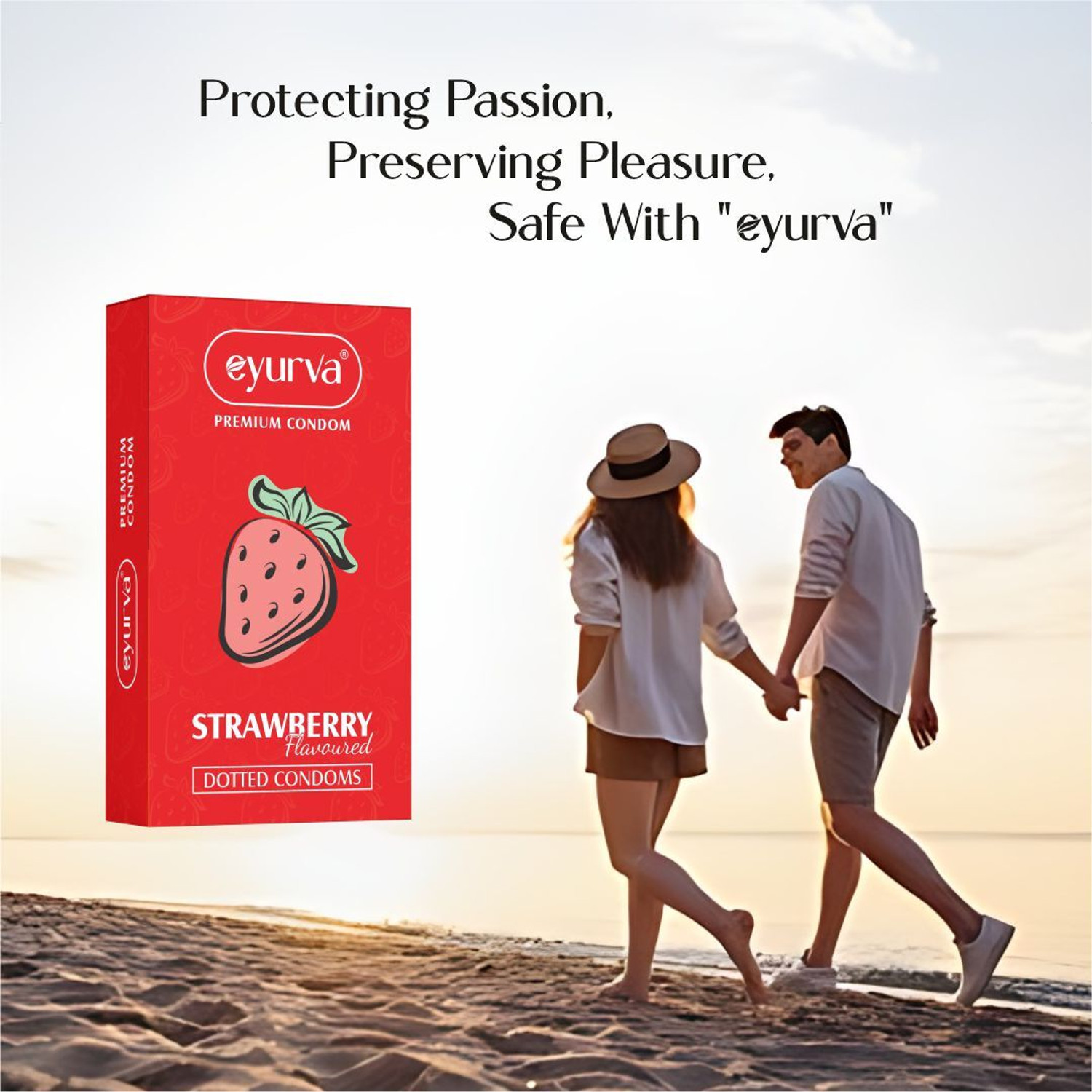 Image of eyurva extratime condoms strawberry dotted condoms pack Condom (10 Sheets)