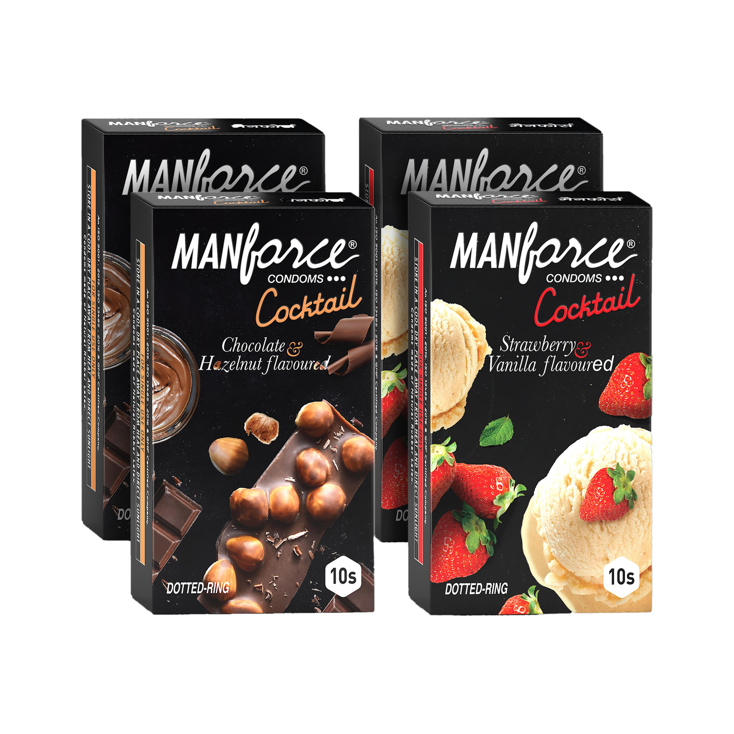 MANFORCE Cocktail Combo Pack (Hazelnut & Chocolate and Strawberry & Vanilla) Condom