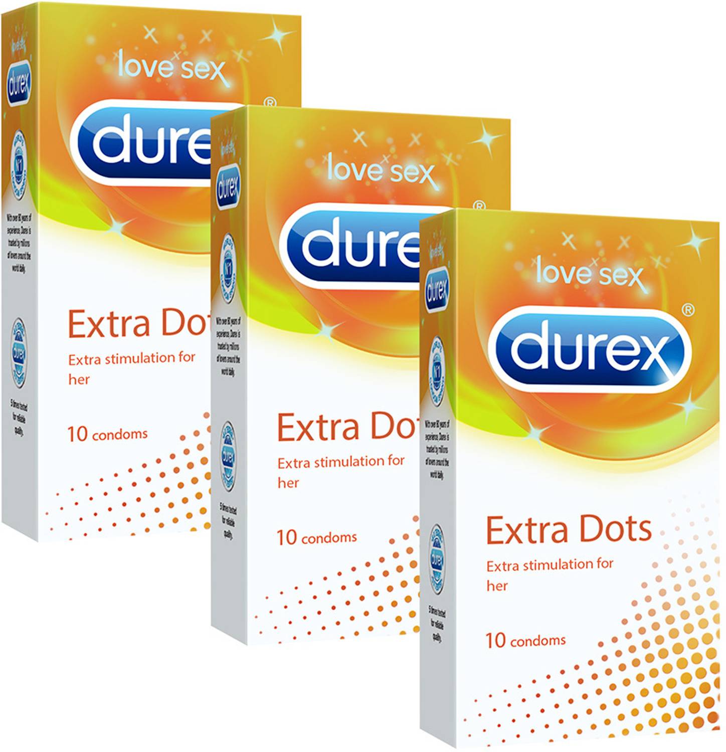 Durex Extra Dots Ribbed Dotted Condoms - Image 1