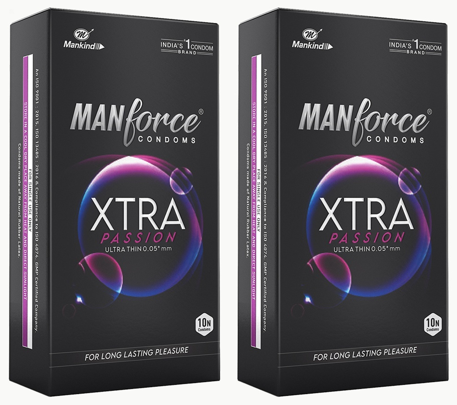Image of MANFORCE Xtra Passion Ultra Thin Climax Delay Condoms, Unflavoured, 10 Pcs x Pack of 2 Condom