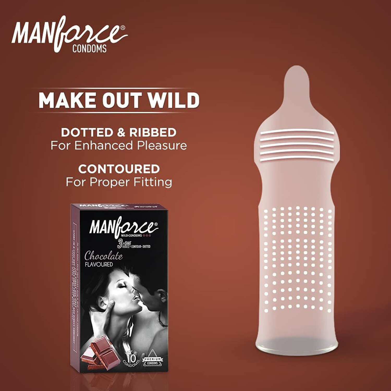 Image of MANFORCE Chocolate flavor condom - 10 Pieces x Pack of 2 Condom (Set of 2, 20 Sheets)