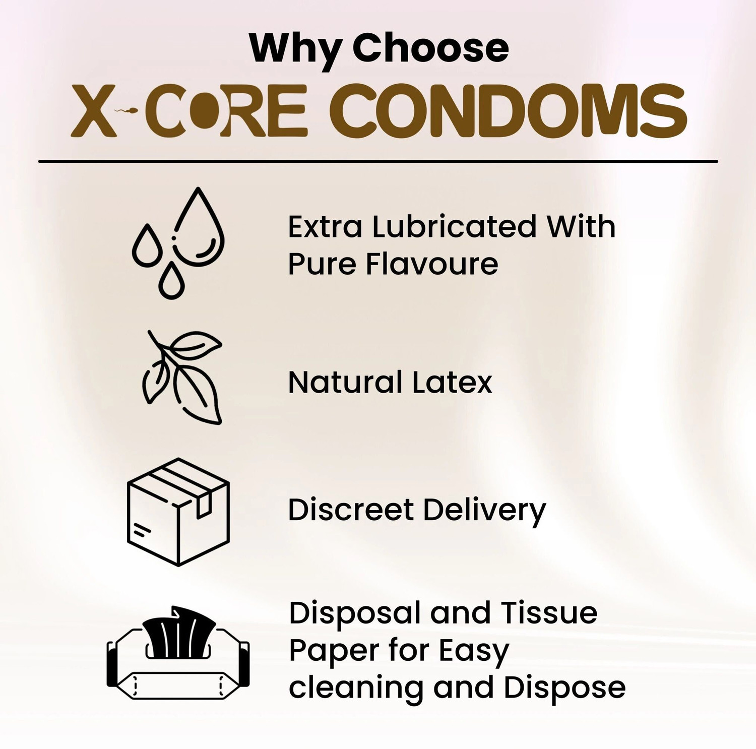Image of X-Core Condom For Men Dotted Long-Time Delay Condoms with Tissue Paper, Disposal Bag Condom