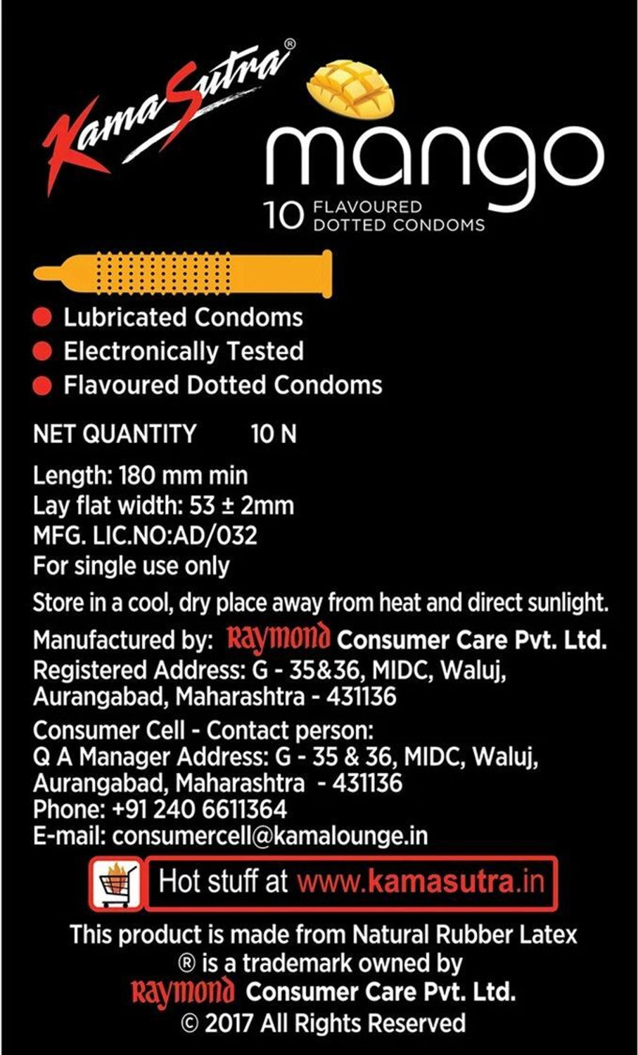 Image of Kamasutra MANGO Flavour Condom Condom