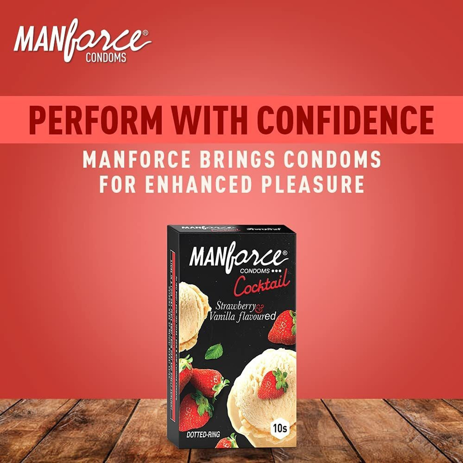 Image of MANFORCE Ignite Apple-peach Flavoured Extra Dotted Box Condoms - 10 Pieces & Cocktail Condoms with Dotted-Rings, Strawberry & Vanilla Flavoured- 10 Pieces Condom (Set of 2, 20 Sheets)
