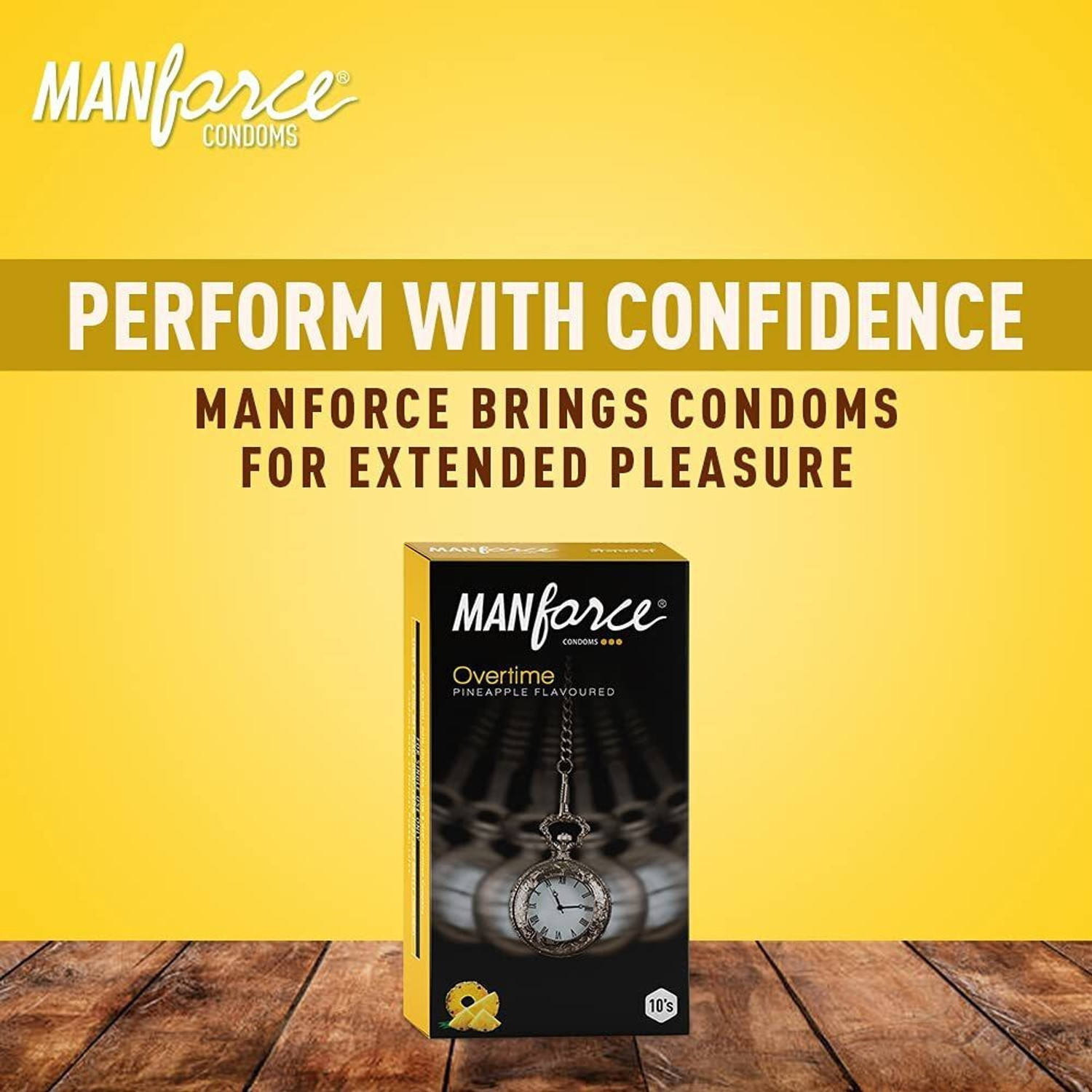 Image of MANFORCE Cocktail Condoms with Dotted-Rings, Hazelnut & Chocolate Flavoured- 10 Pieces & Overtime Pineapple 3in1 (Ribbed, Contour, Dotted) Condoms - 10 Pieces Condom (Set of 2, 20 Sheets)