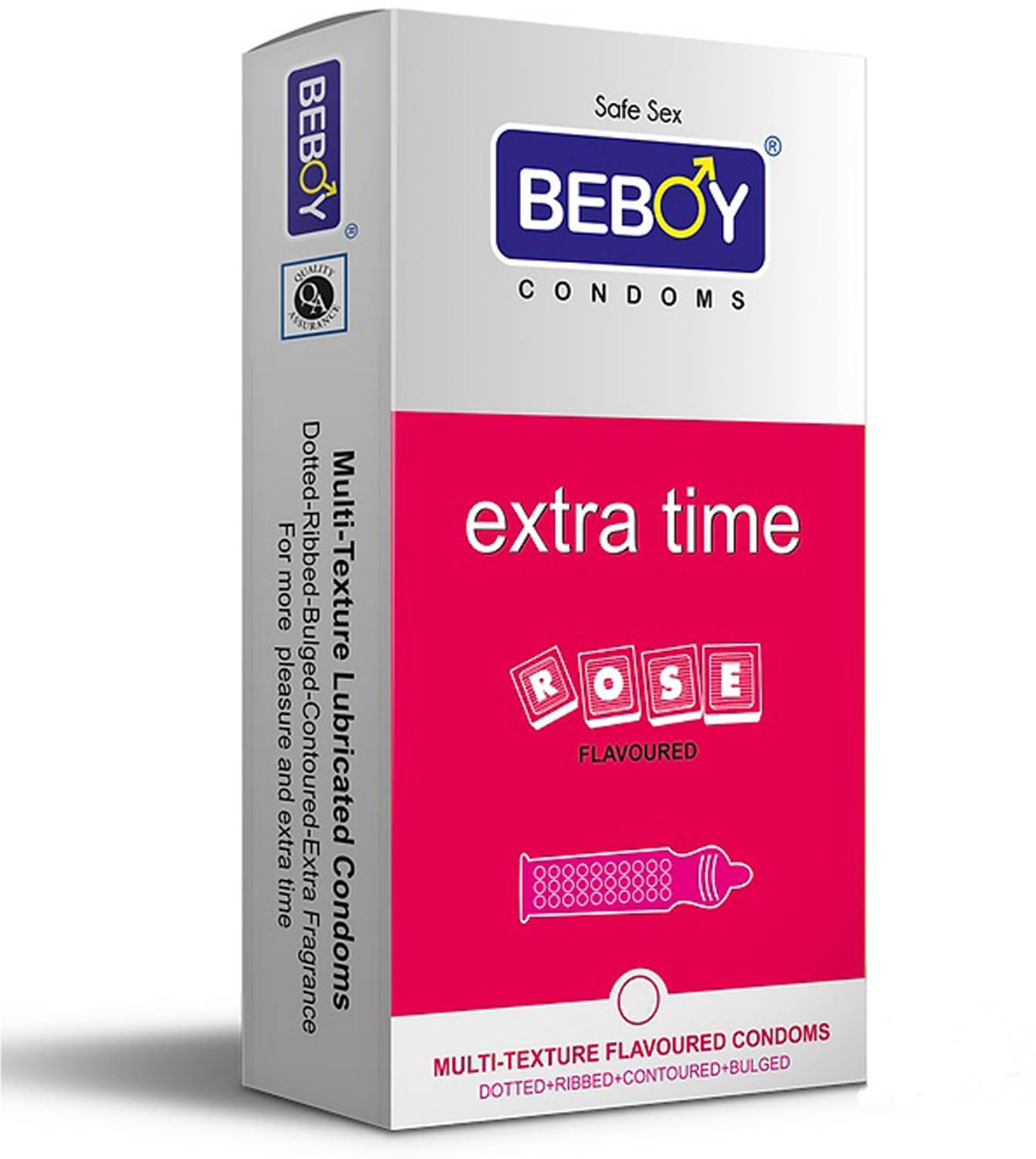 BEBOY Extra Time Rose Flavoured Dotted Condom 12Pcs Condom