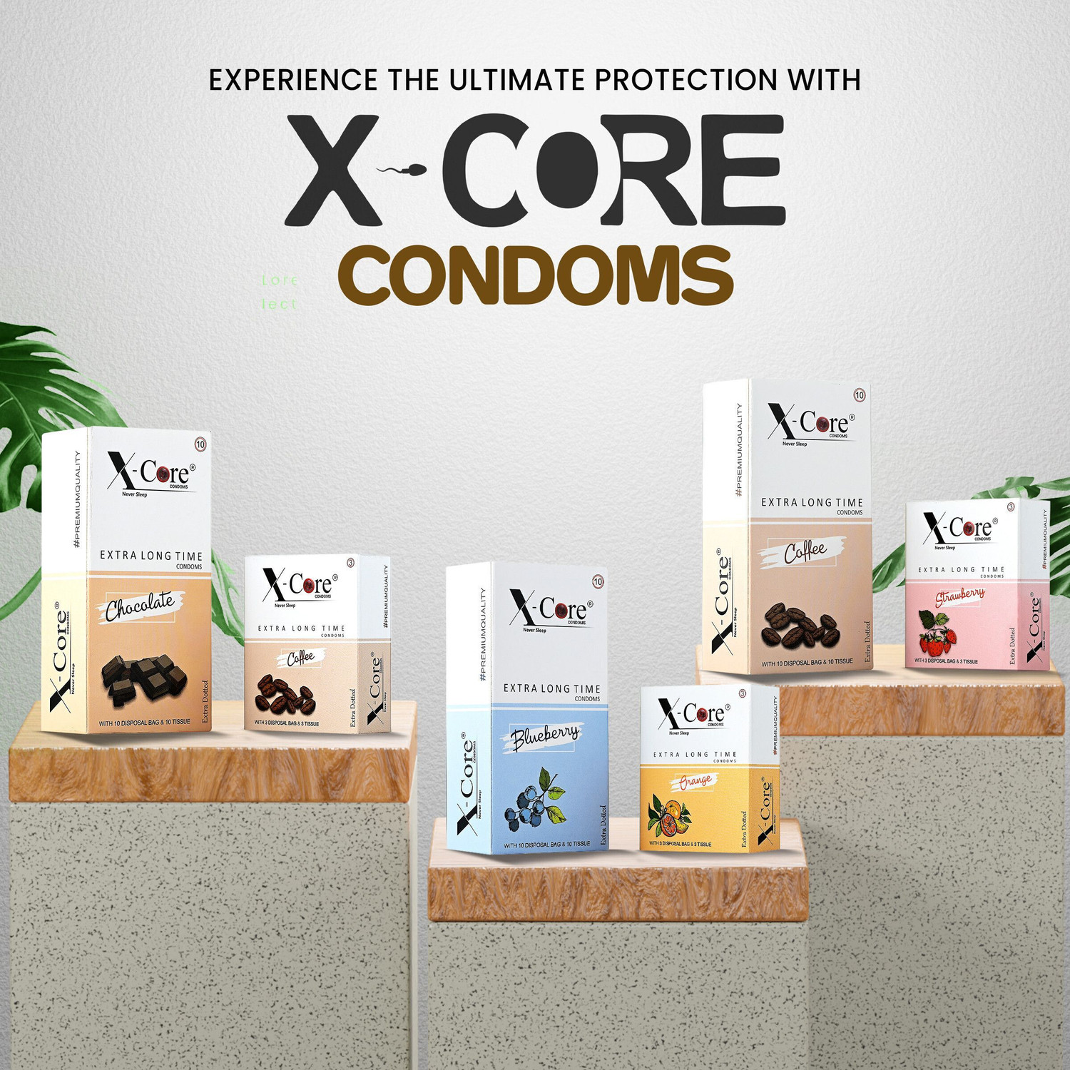 Image of X-Core Condom For Men Dotted Long-Time Delay Condoms with Tissue Paper, Disposal Bag Condom