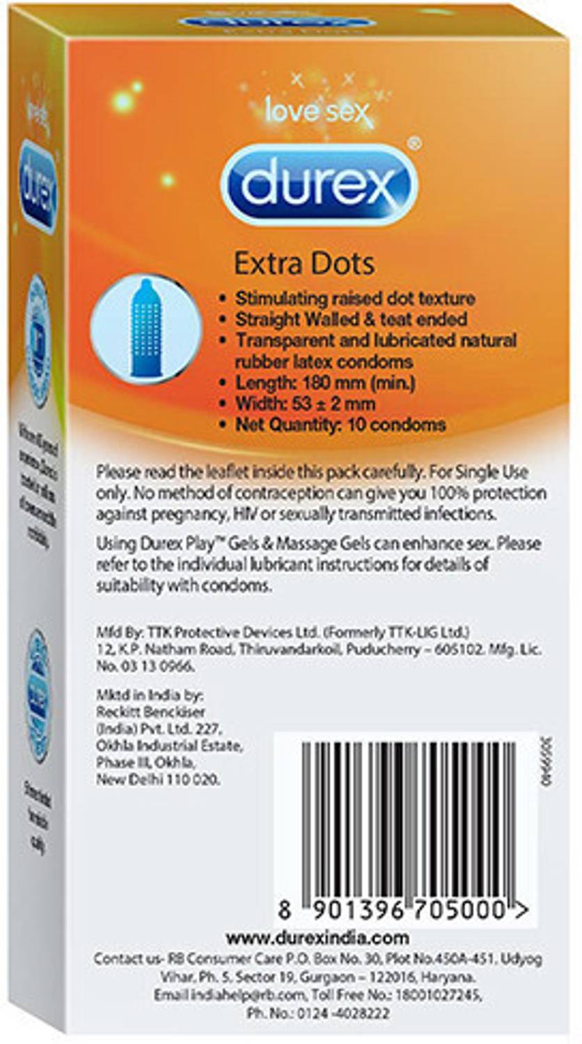 Durex Extra Dotted Condoms - 10 Count Pack of 1 - Image 4