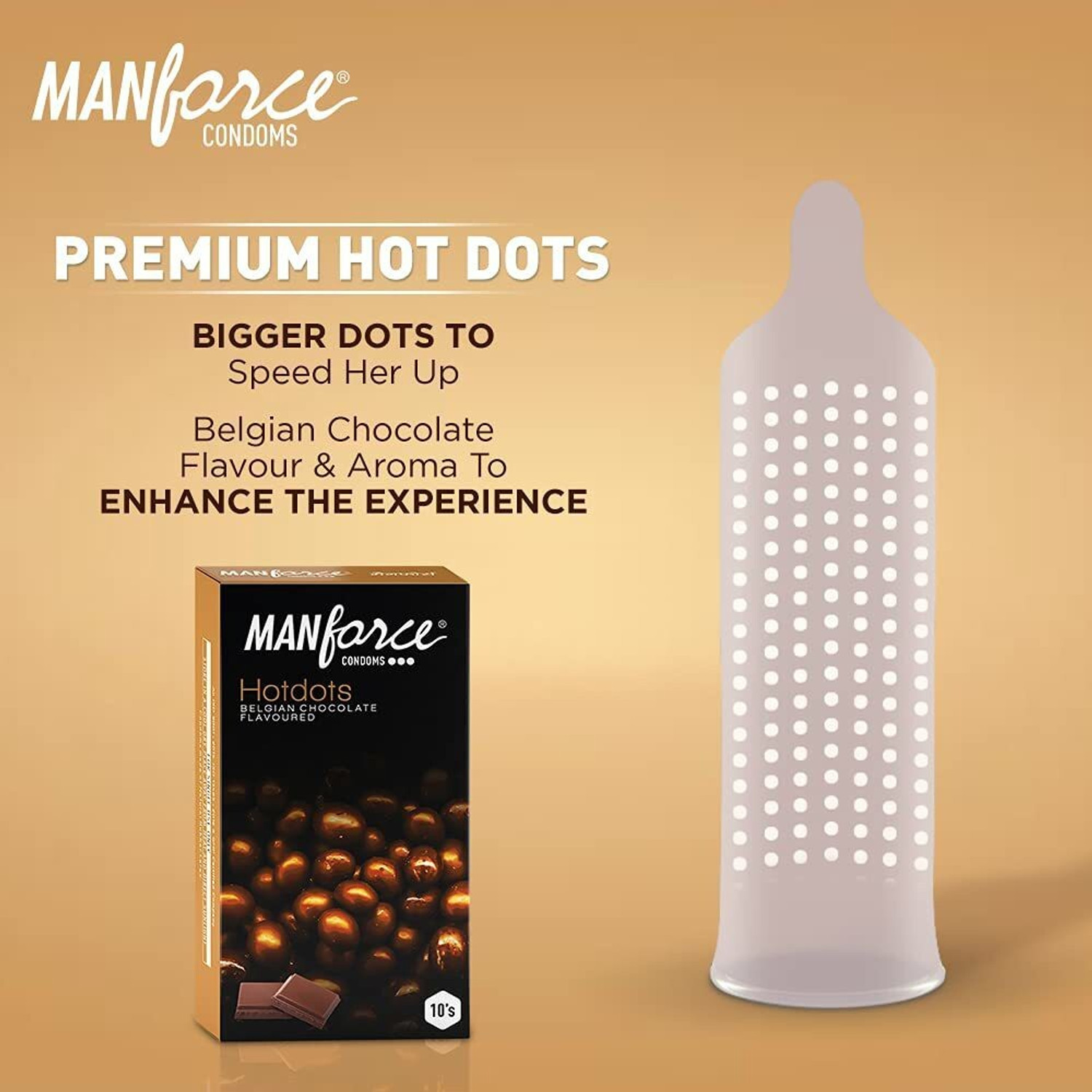 Image of MANFORCE 3 in 1 Wild Ribbed Contour Dotted Strawberry Flavor Condoms - 10 Pieces & Premium Hotdots Belgian Chocolate Condoms with Bigger Dots - 10 Pieces Condom (Set of 2, 20 Sheets)