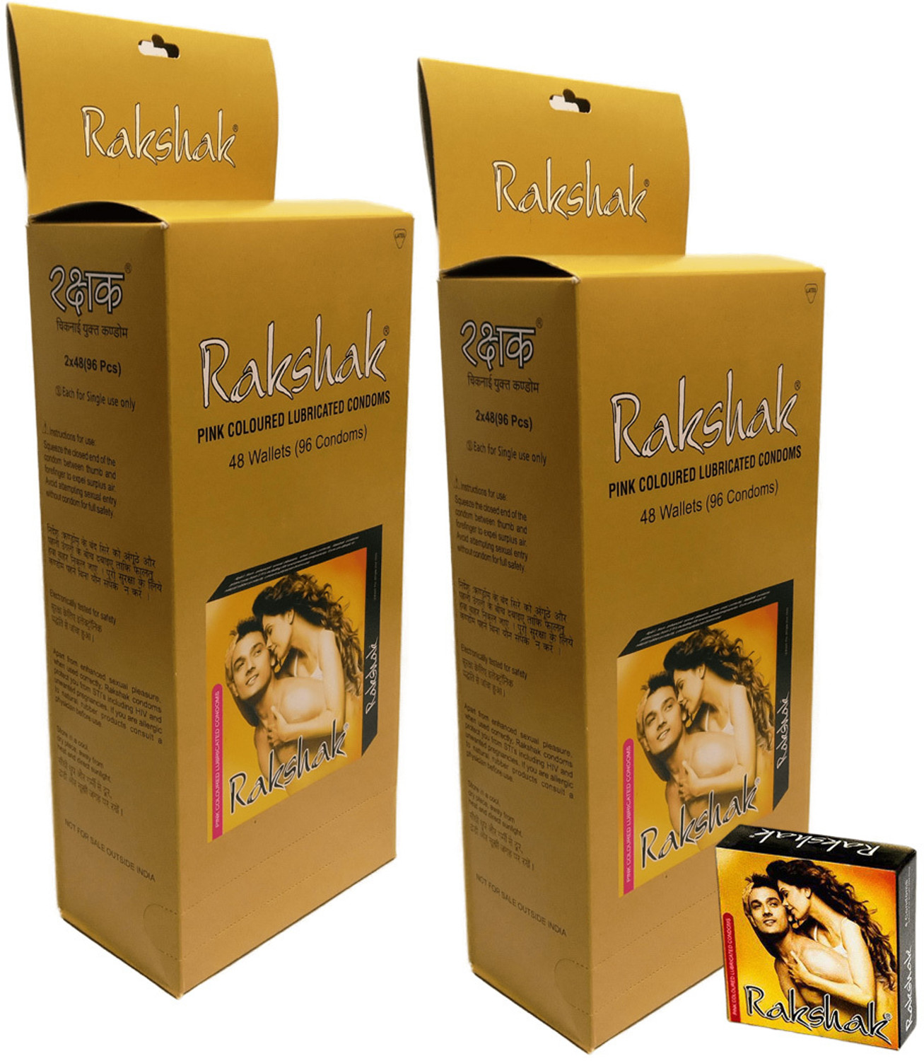 Image of Rakshak Pink Colored Lubricated Condoms Combo For Men Condom