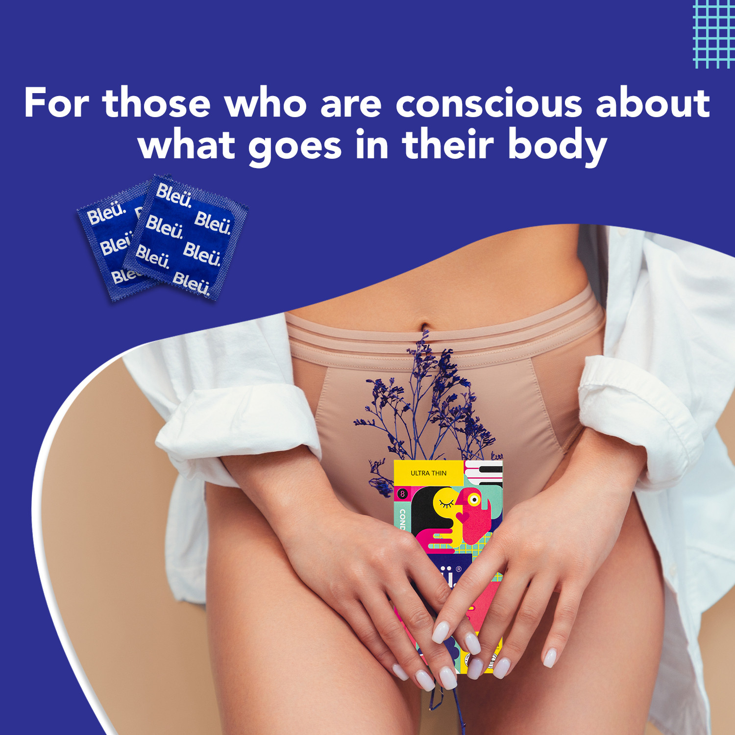 Image of Bleu Super Ultra Thin Condoms for men, Vegan Highest Grade Latex for Sensitive Skin Condom