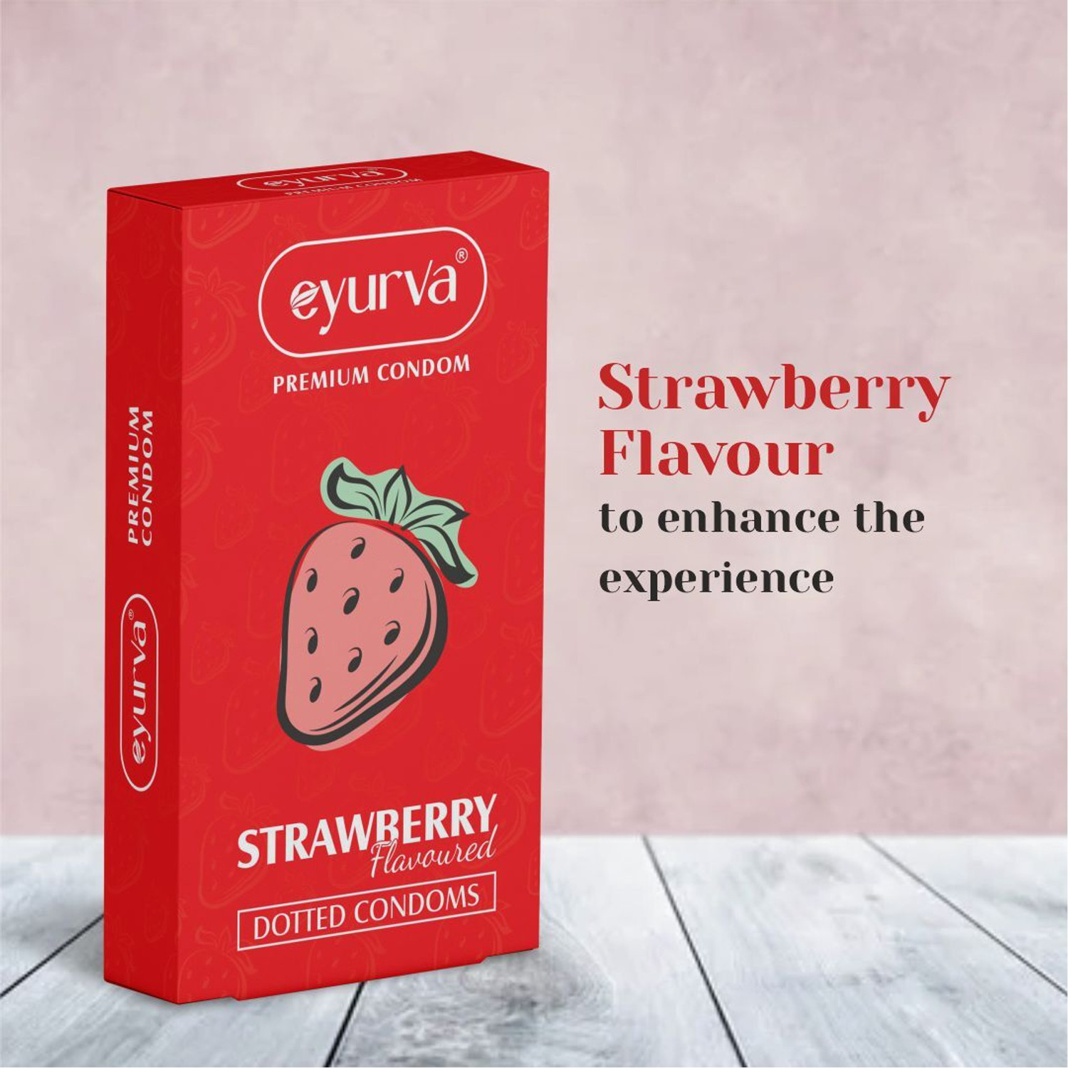 Image of eyurva extratime condoms strawberry dotted condoms pack Condom (10 Sheets)