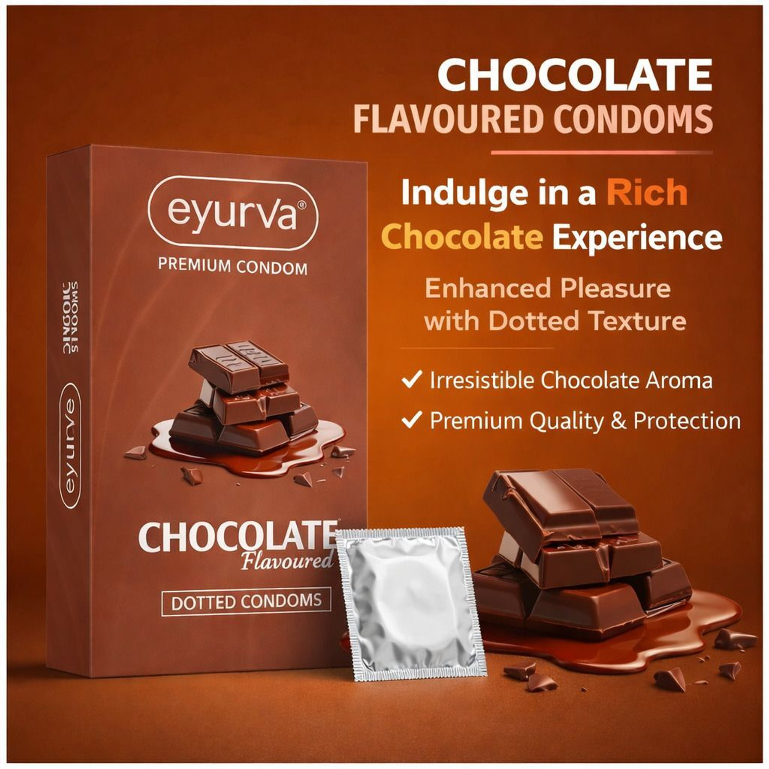 Image of eyurva Dotted Condoms -Chocolate Flavoured Condom