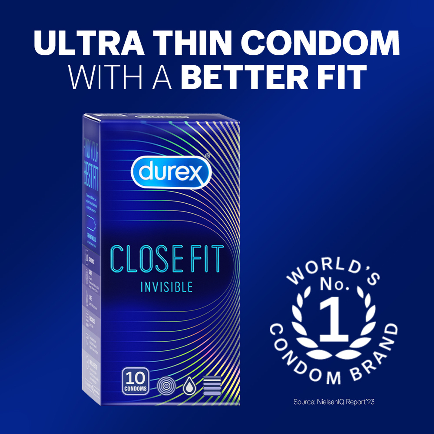 Image of DUREX Close Fit Invisible Super Ultra Thin for Men, Natural Ruber Latex, thinnest Condom