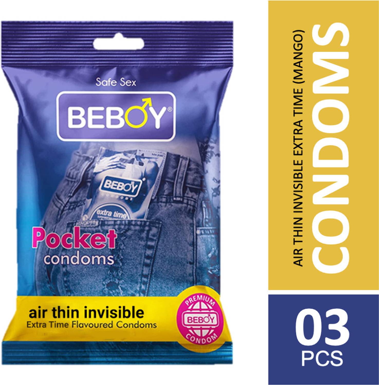 BEBOY Pocket Condoms Air Thin Invisible Extra Time Condom